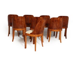 Set of 8 French Art Deco Dining Chairs in Amboyna