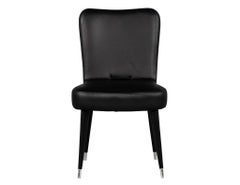 Set of 8 French Art Deco Dining Chairs in Black Leather