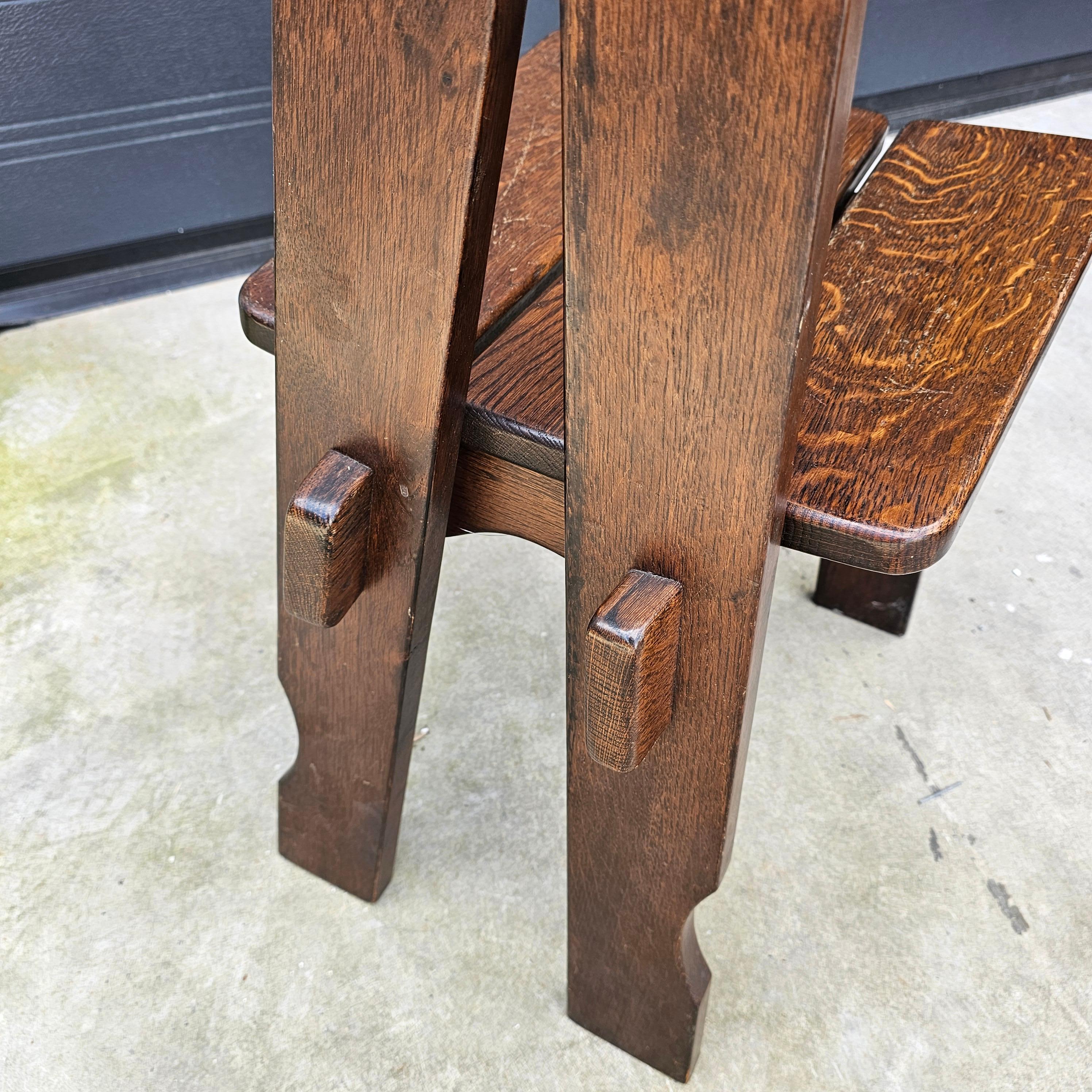 Set of 8 French Brutalist Solid Oak Chairs For Sale 6