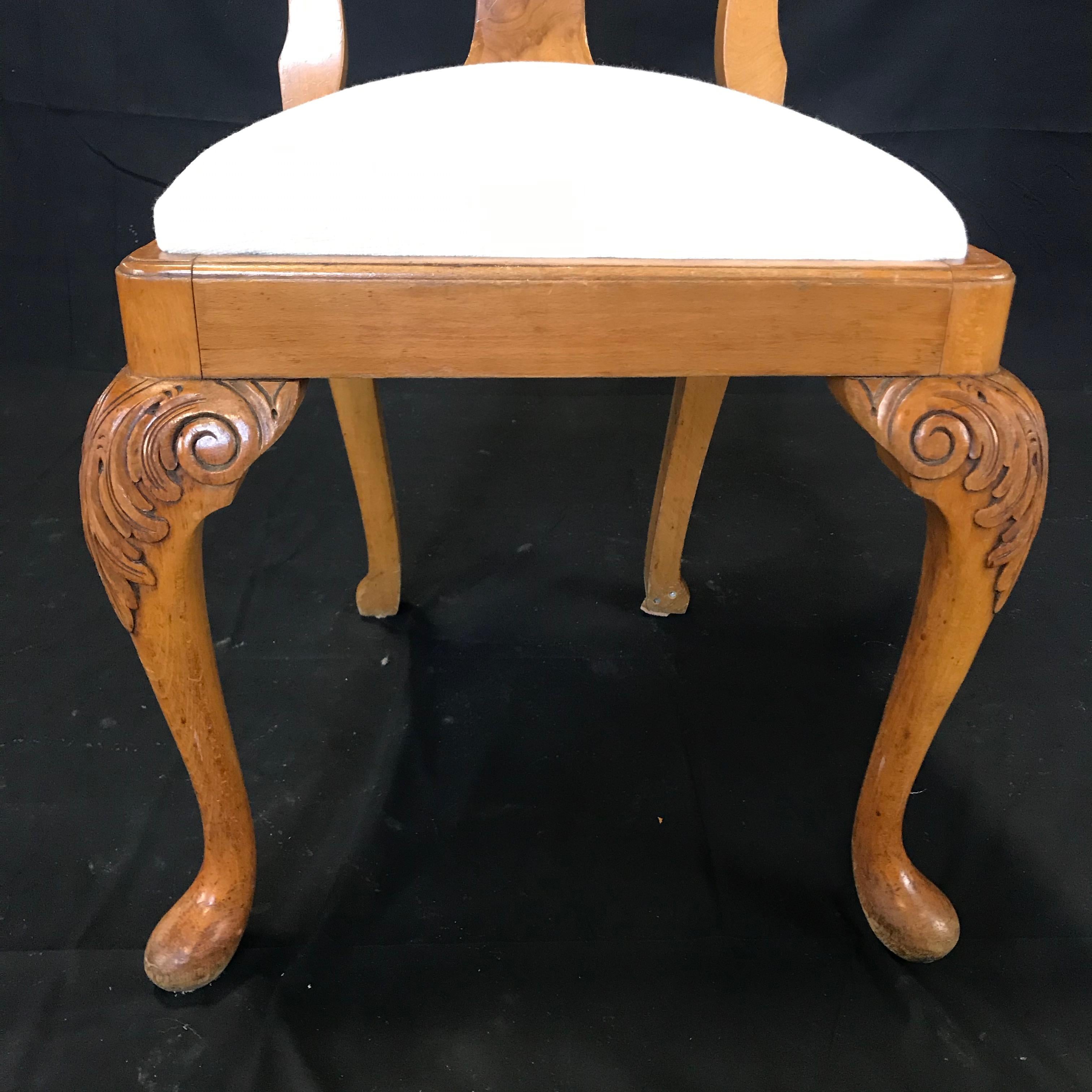 Set of 8 French Burled Walnut and Claw Foot Dining Chairs 2