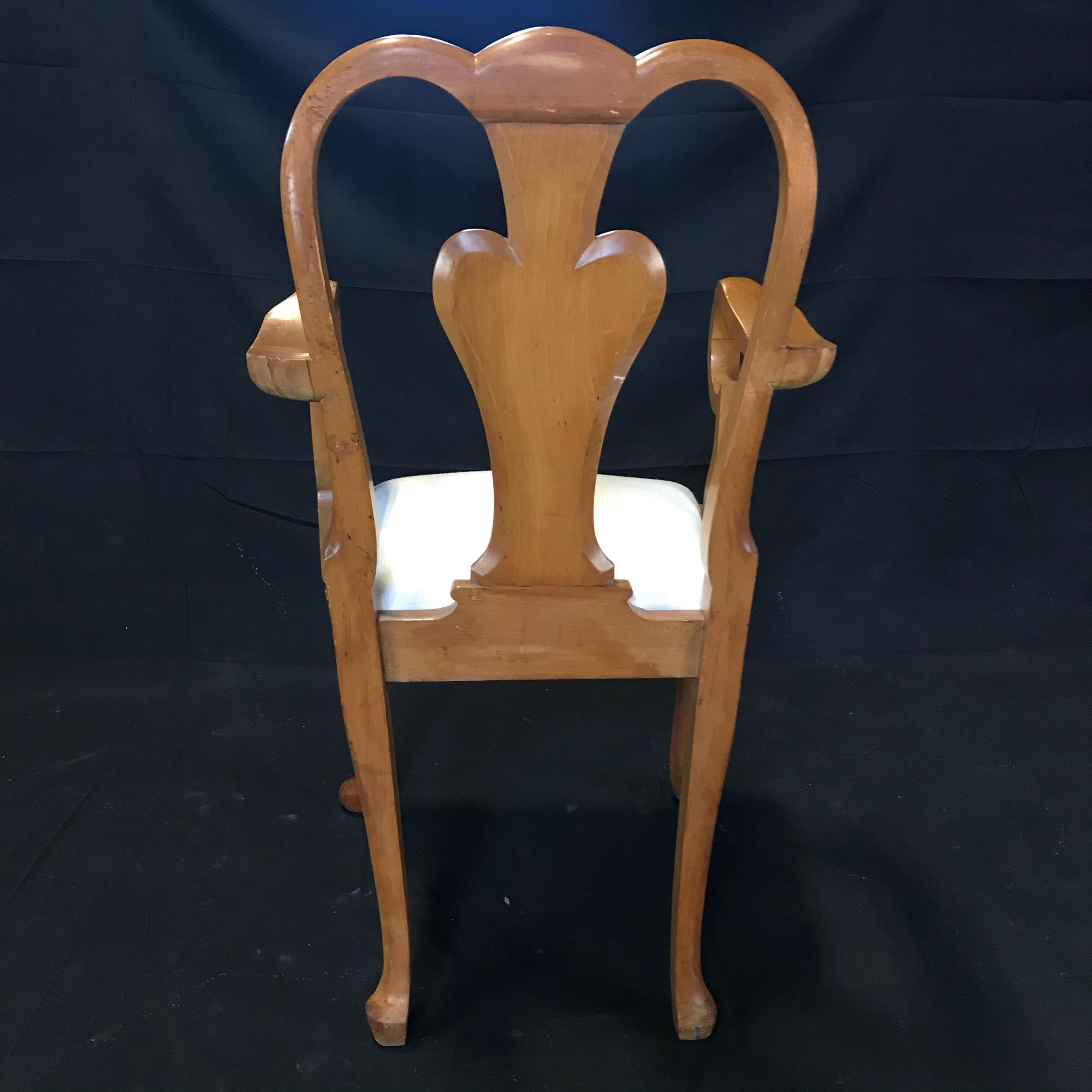 Upholstery Set of 8 French Burled Walnut and Claw Foot Dining Chairs