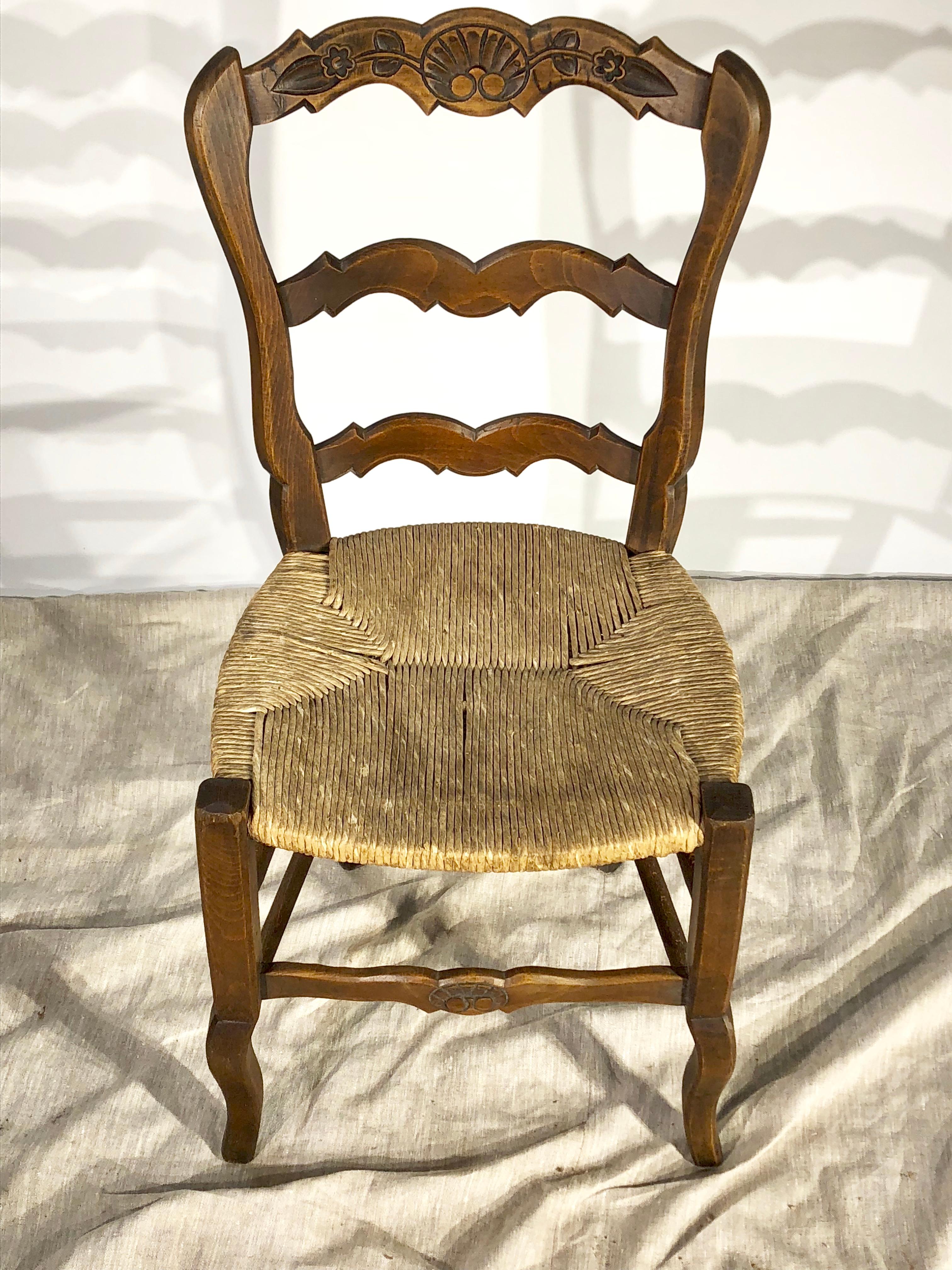 Hand-Carved Set of 8 French Country Dining Chairs