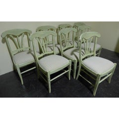 Set of 8 Green Painted French Country Dining Chairs