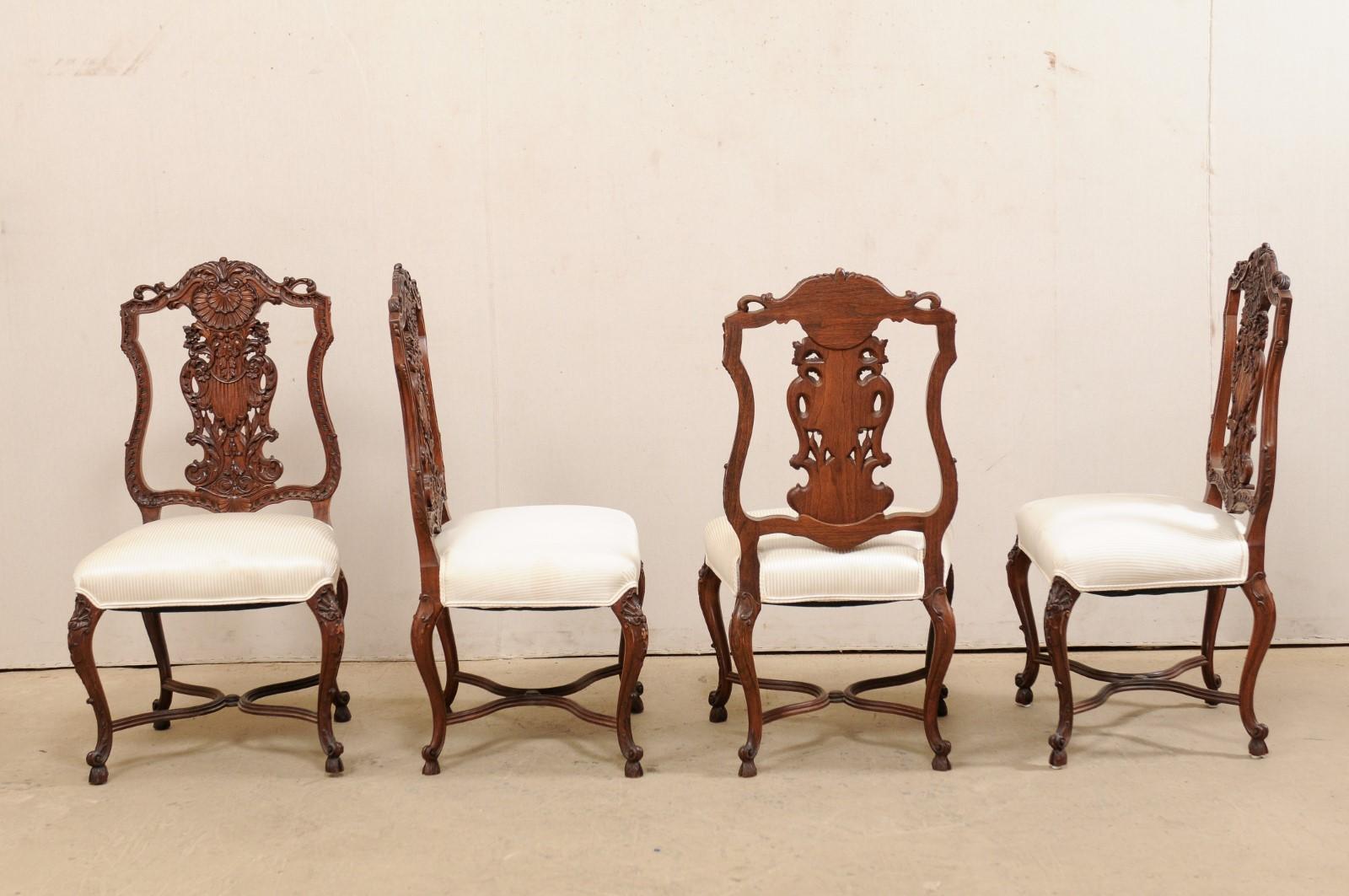 French Set of 8 Dining Chairs Elaborately Carved w/Shield-Shaped Backs, Mid-20th For Sale 5