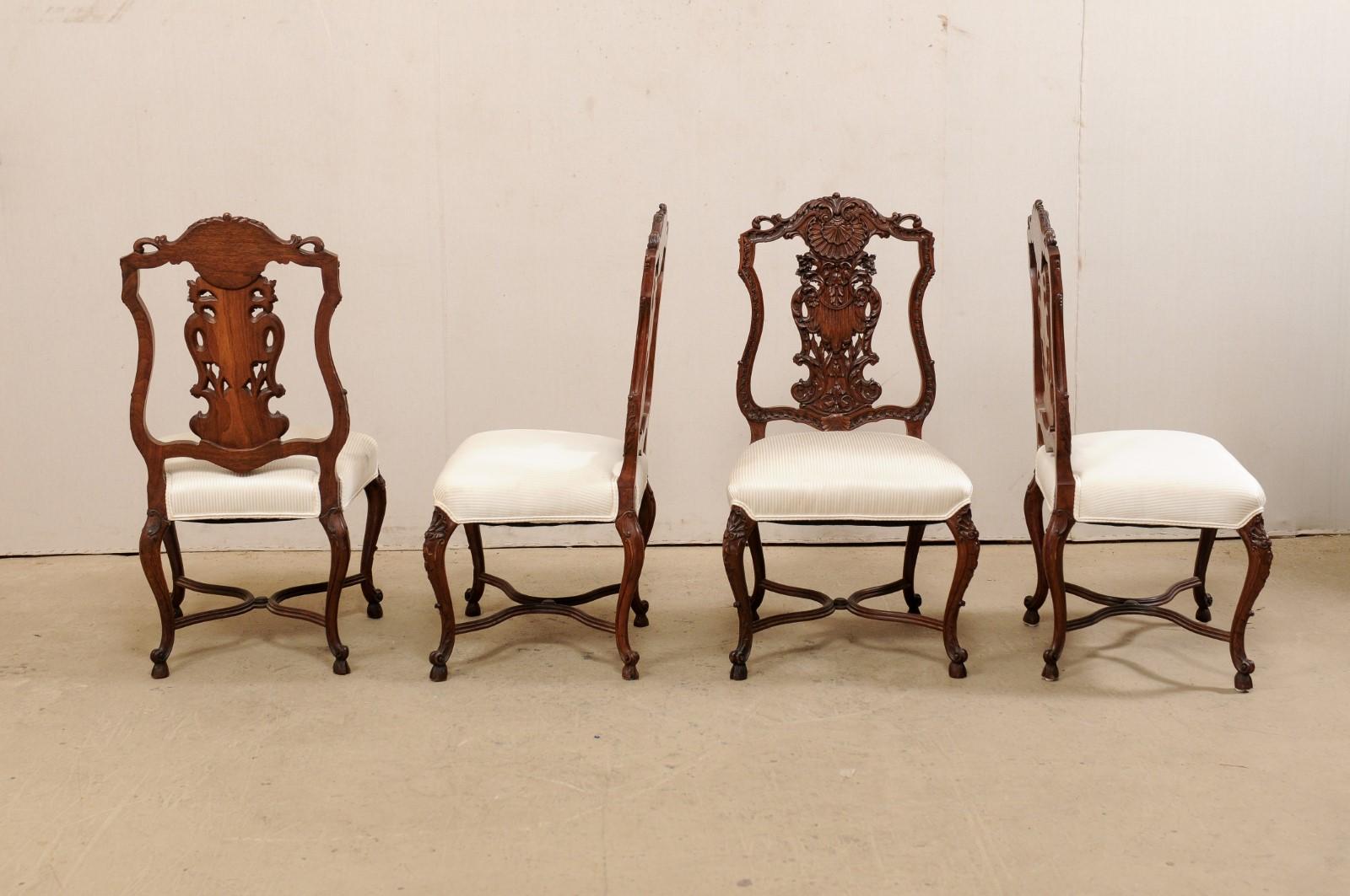 French Set of 8 Dining Chairs Elaborately Carved w/Shield-Shaped Backs, Mid-20th For Sale 7