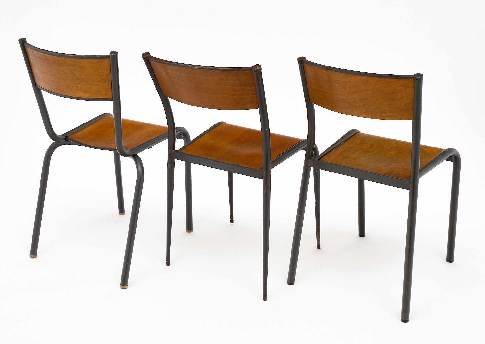 Steel Set of 8 French Industrial Chairs For Sale