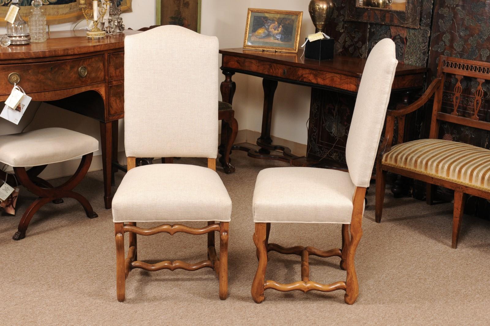 Set of 8 French Louis XIV Style Mutton Bone Dining Chairs in Beech, circa 1950 6