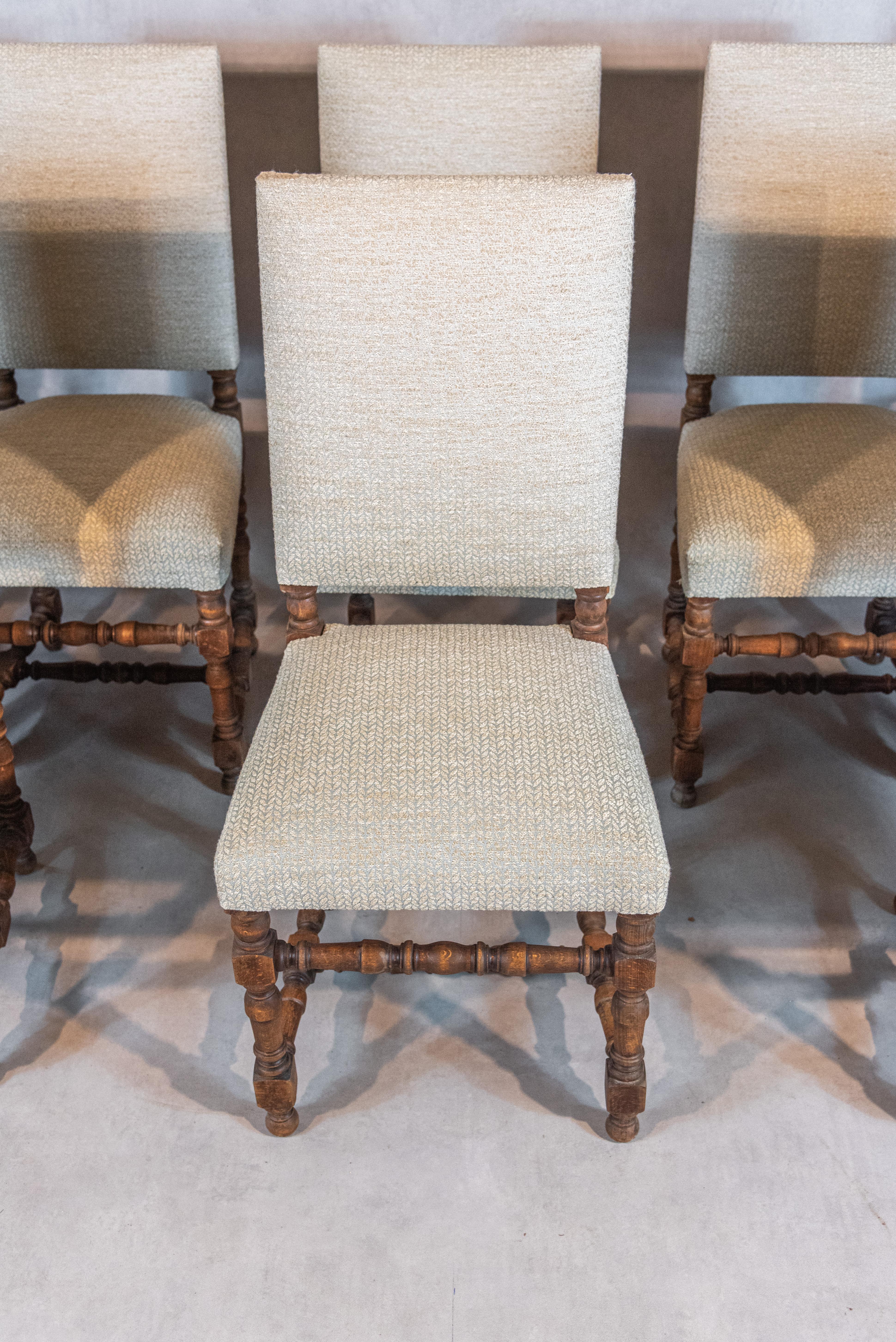 Hand-Crafted Set of 8 French Louis XIV Style Dining Chairs