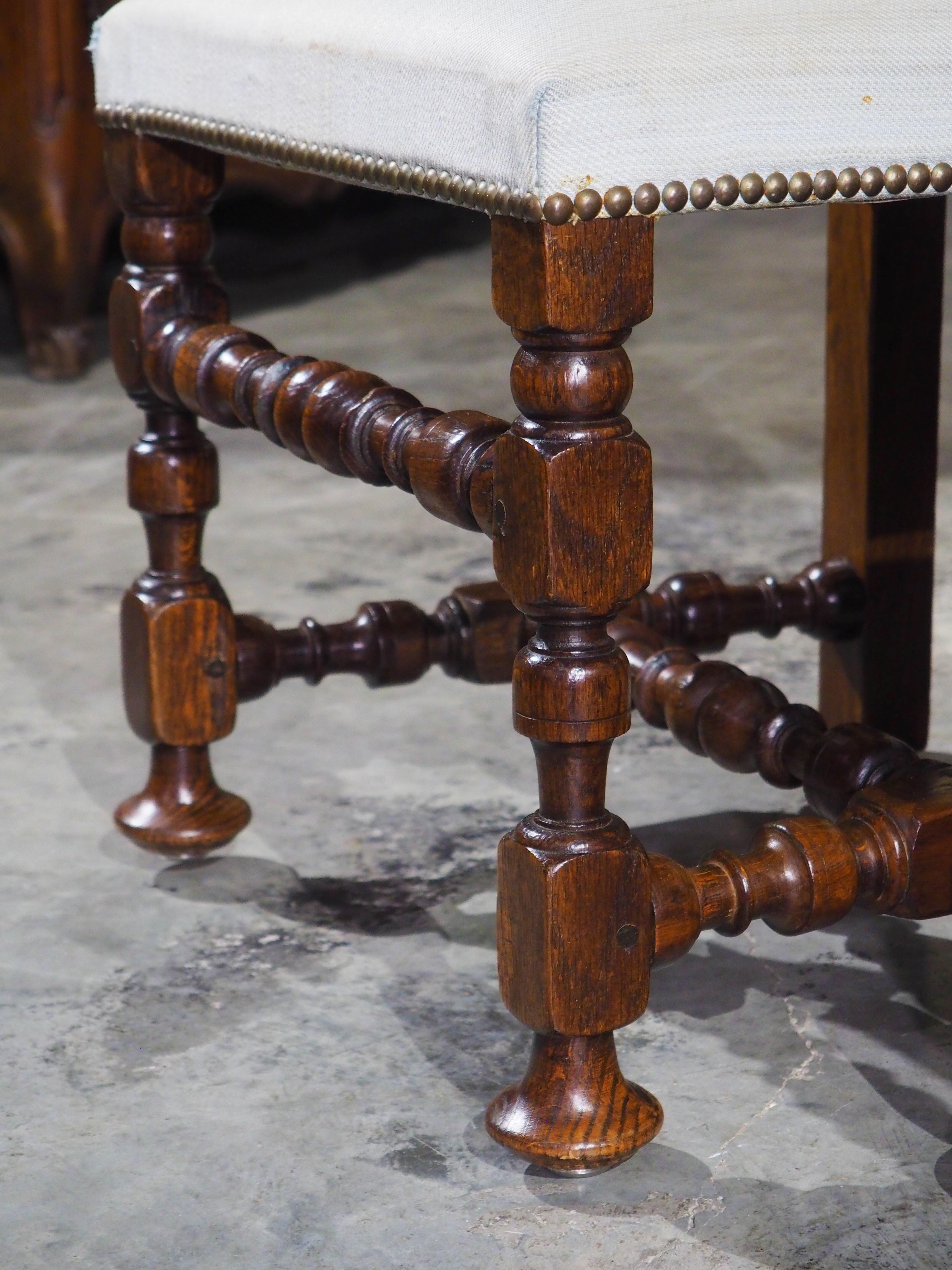 Set of 8 French Louis XIV Style Oak Dining Chairs, circa 1920 5