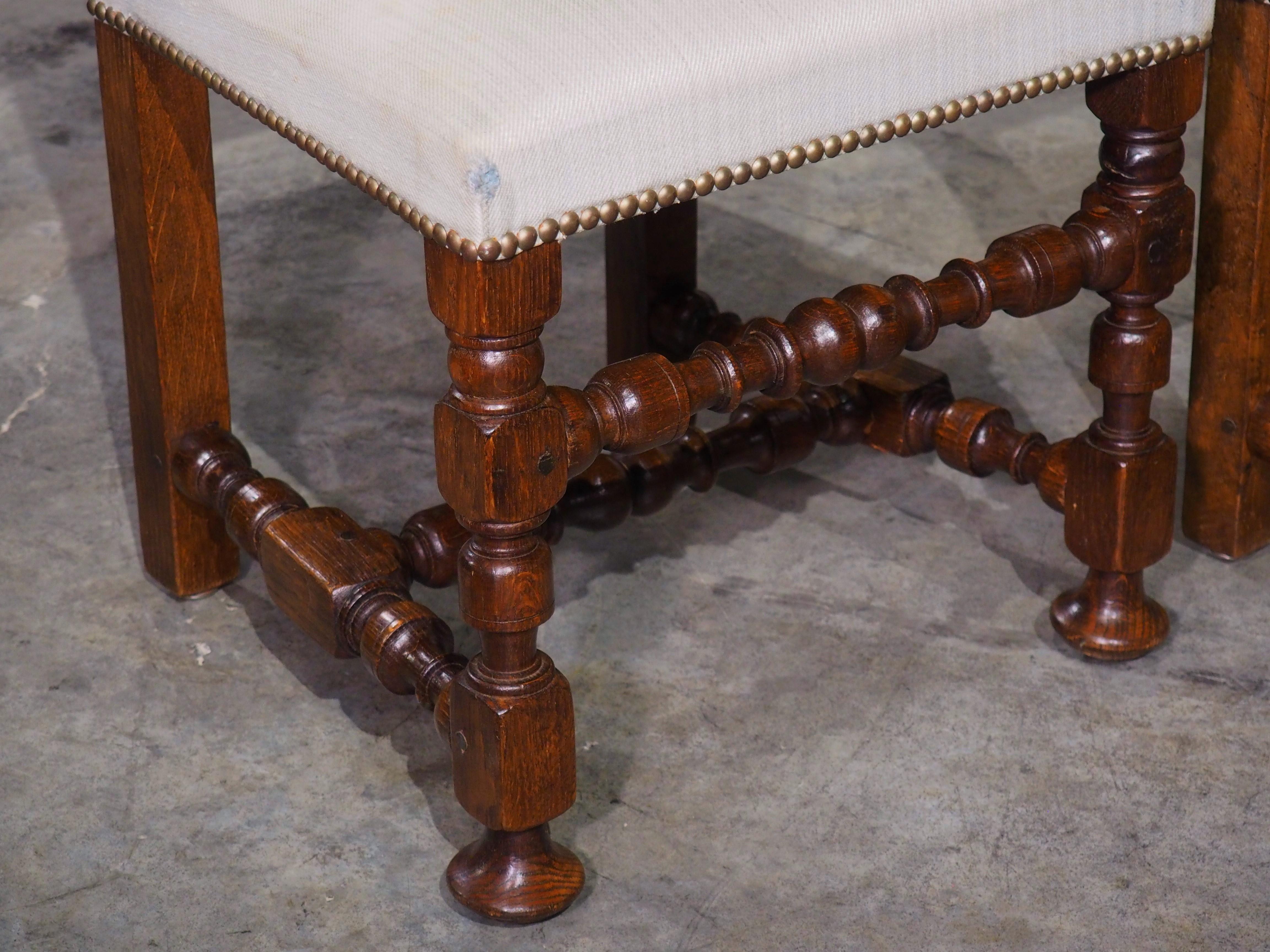 Set of 8 French Louis XIV Style Oak Dining Chairs, circa 1920 8