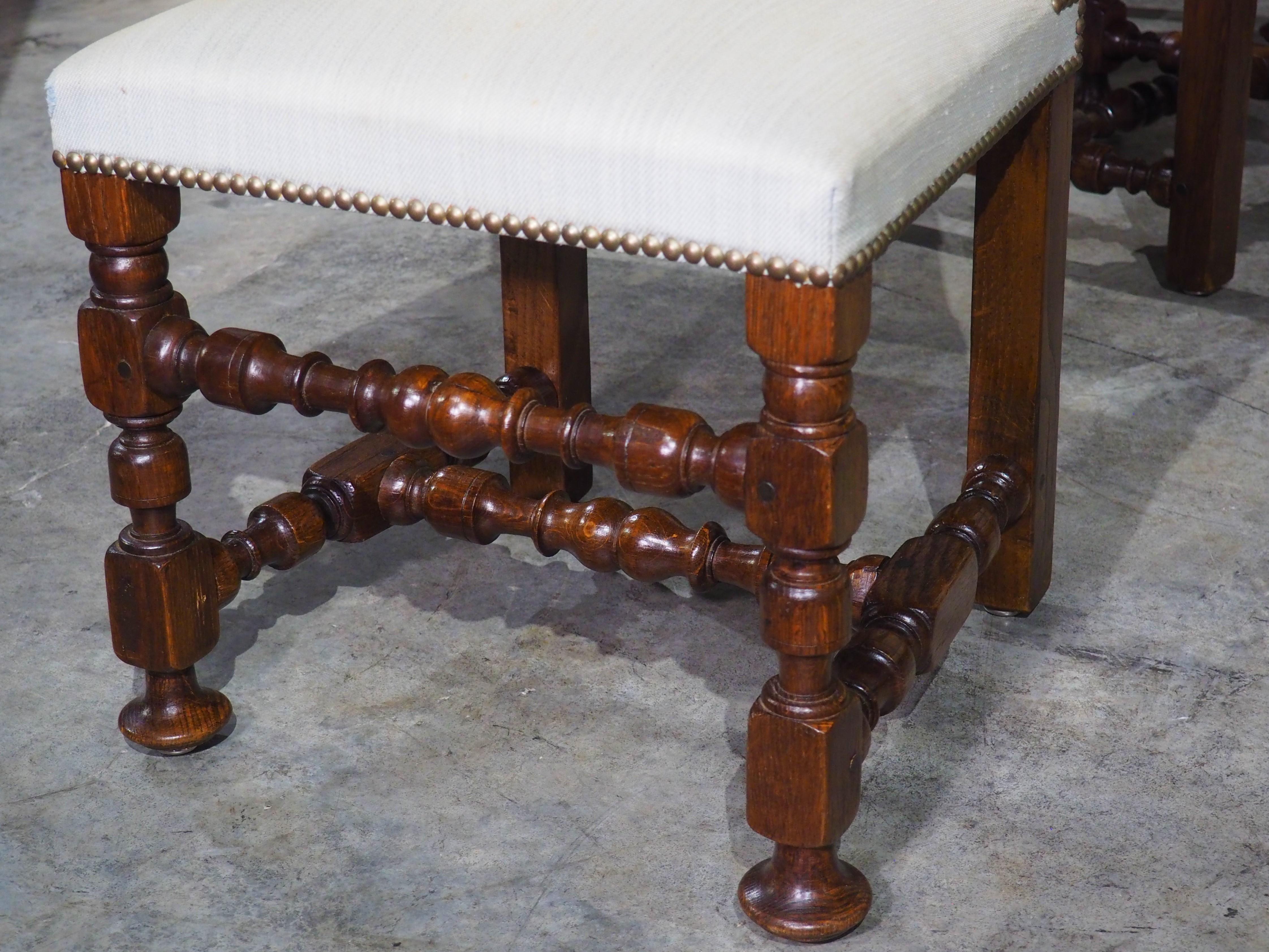 Set of 8 French Louis XIV Style Oak Dining Chairs, circa 1920 10