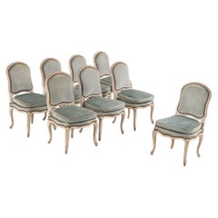 Set of 8 French Louis XV Style Painted Side Chairs, C. 1910