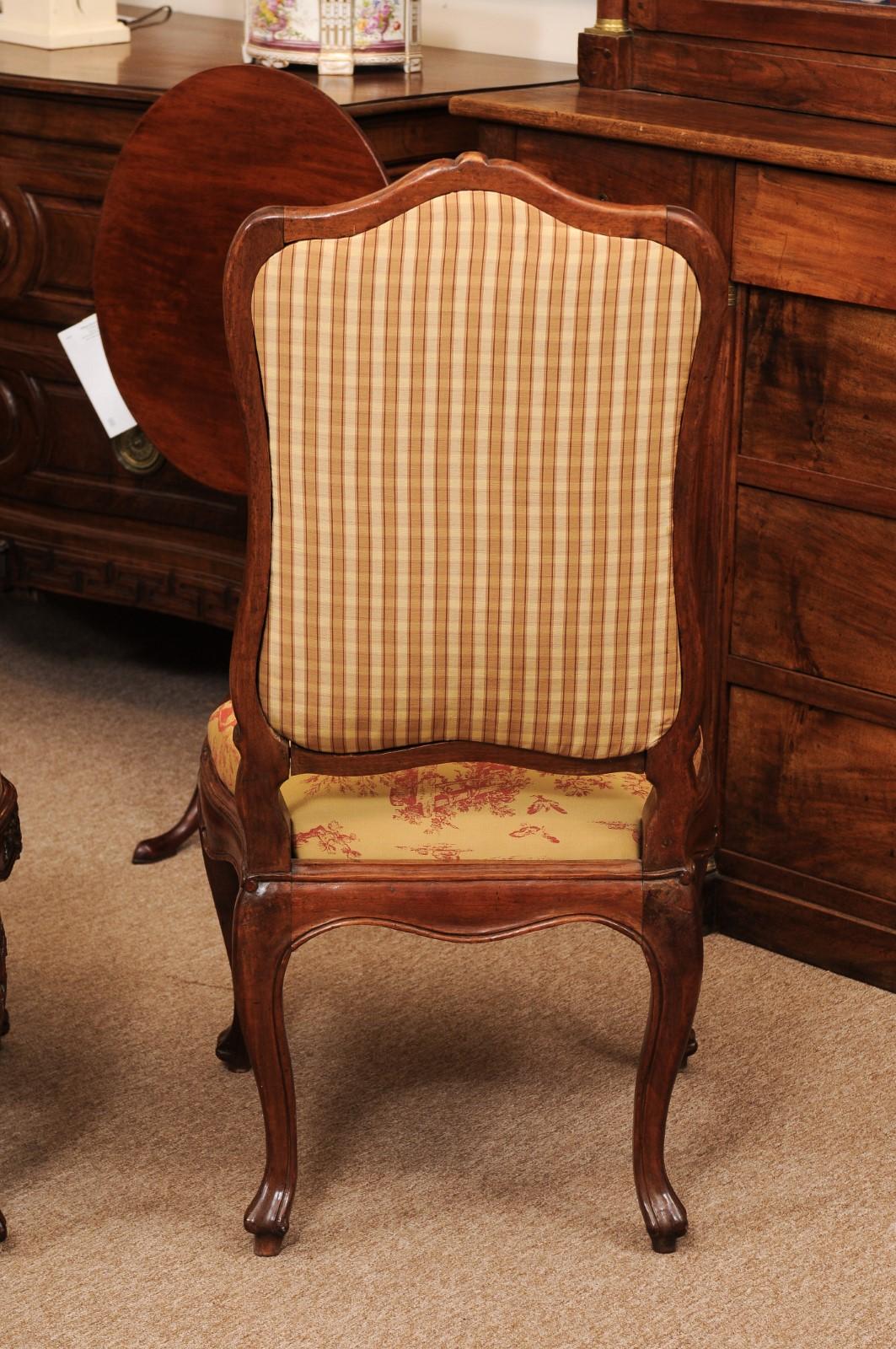 Set of 8 French Louis XV Style Walnut Upholstered Back Dining Chairs For Sale 9