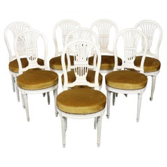 Set of 8 French Louis XVI Painted Balloon Back Maison Jansen Attri Dining Chairs
