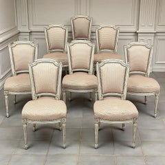 Set of 8 French Louis XVI Painted Dining Chairs