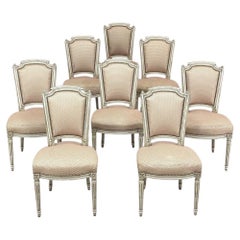 Set of 8 French Louis XVI Painted Dining Chairs