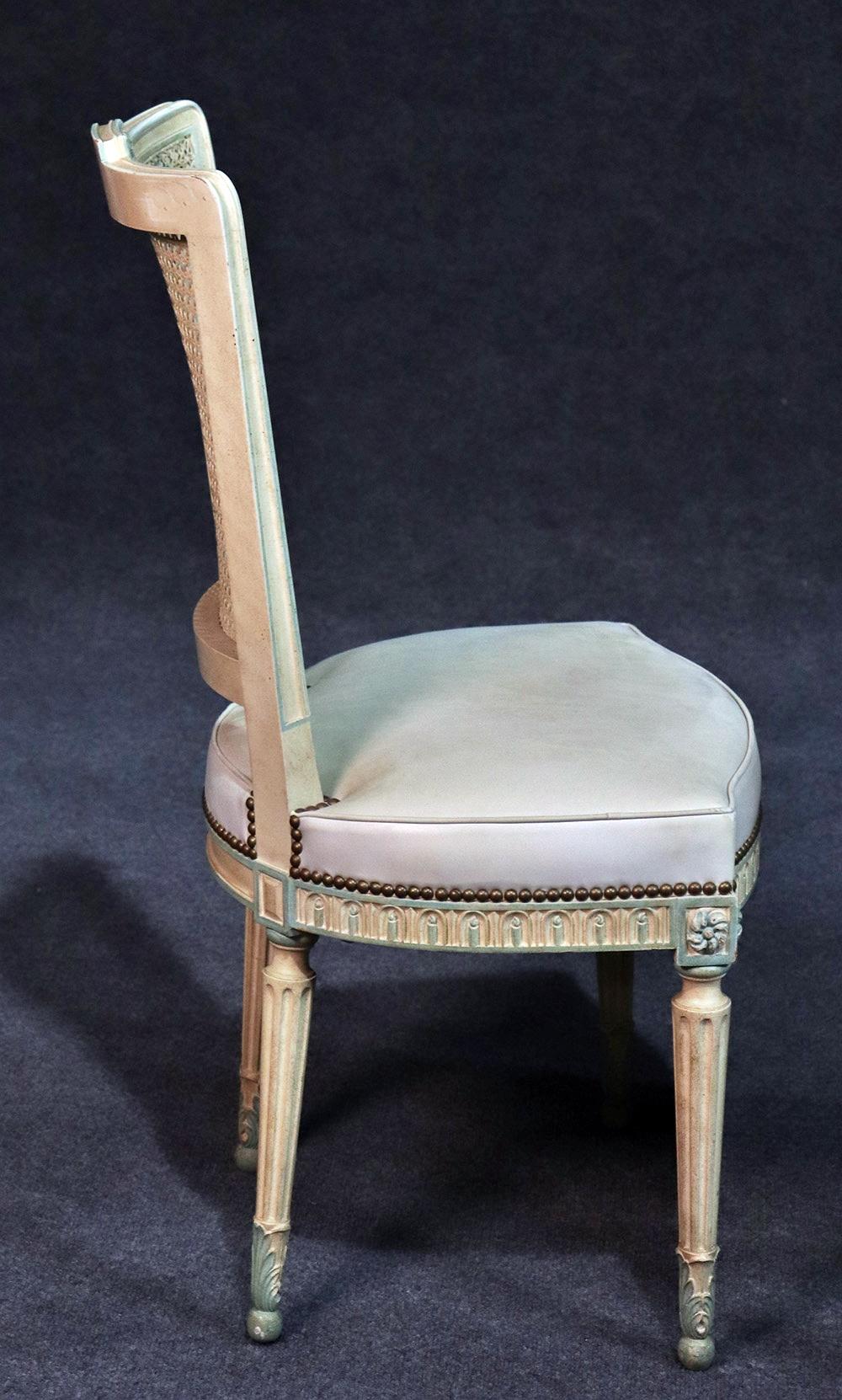 Set of 8 French Louis XVI Style Caned Back Dining Chairs 5