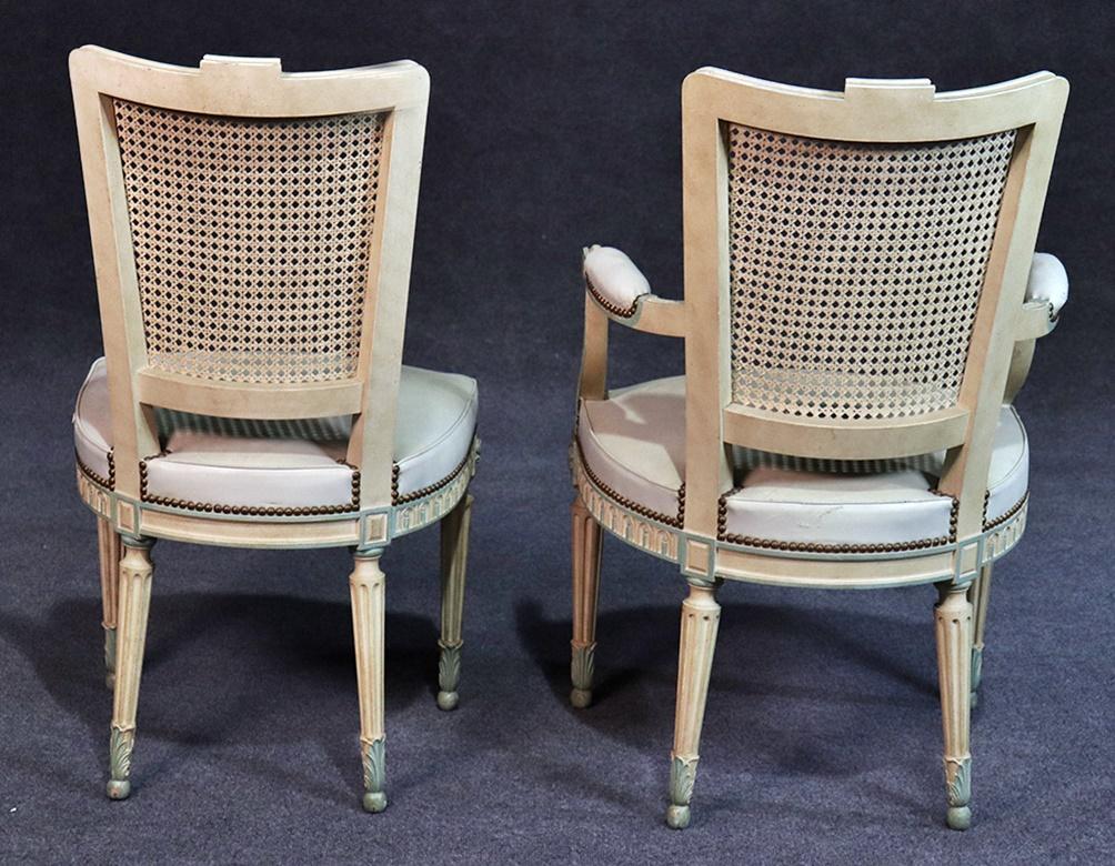 Set of 8 French Louis XVI Style Caned Back Dining Chairs 6