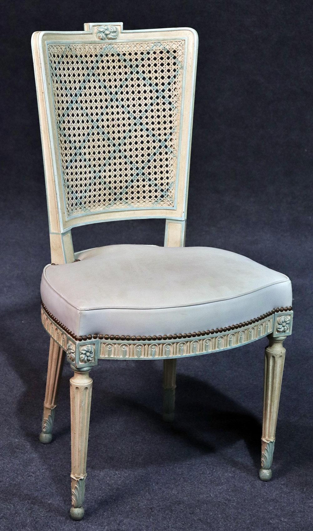 Set of 8 French Louis XVI Style Caned Back Dining Chairs 2