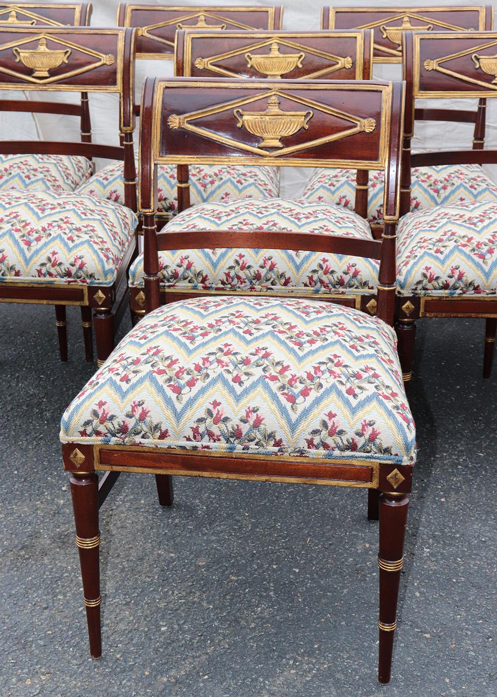 Set of 8 French Mahogany Directoire Style Dining Chairs In Good Condition In Swedesboro, NJ