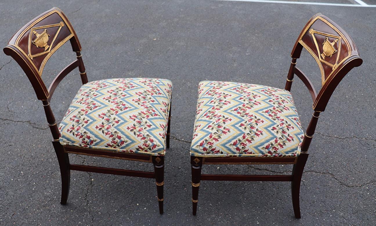 Upholstery Set of 8 French Mahogany Directoire Style Dining Chairs