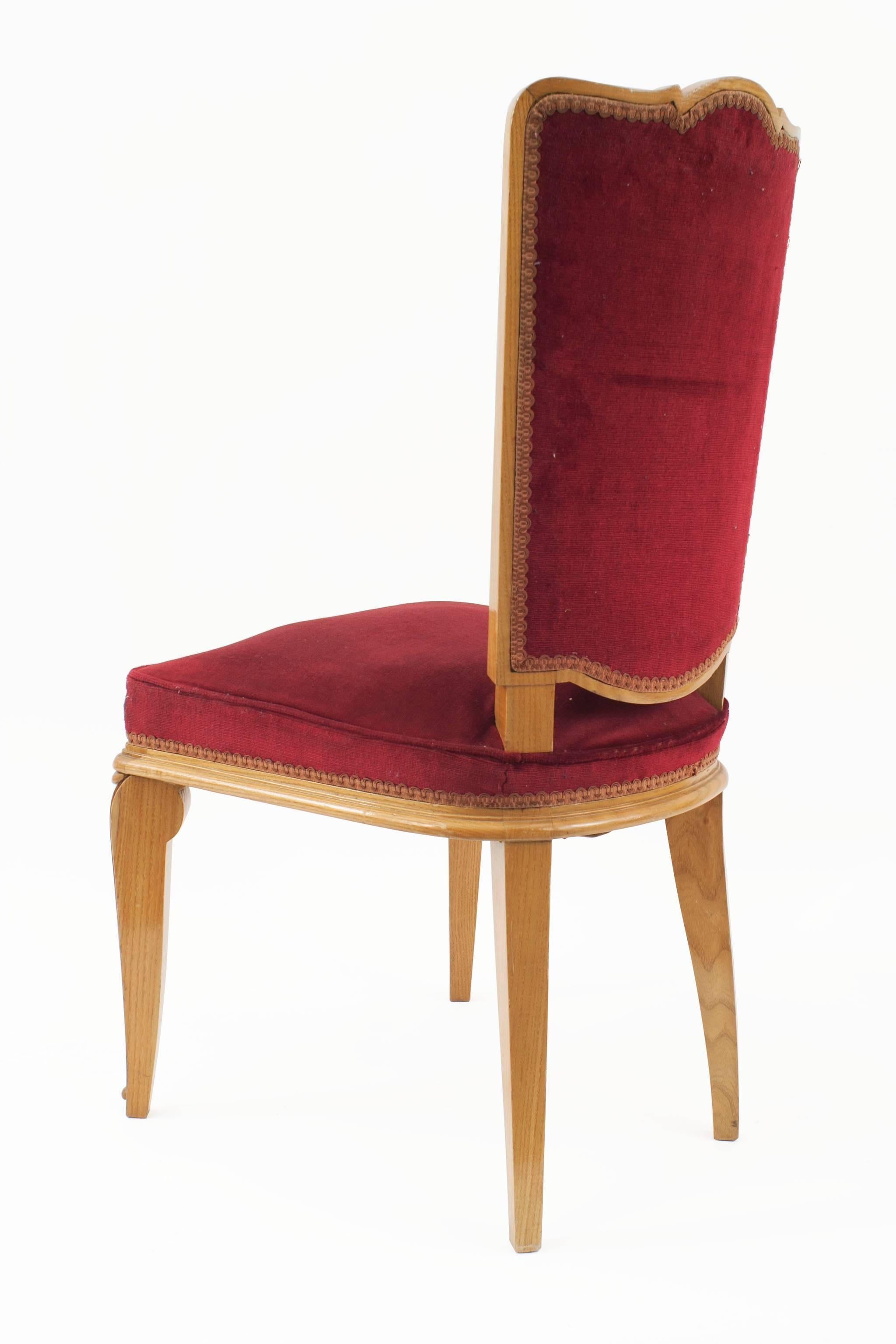 Ensemble de huit chaises d'appoint françaises en sycomore de 1938, attribuées à André Arbus Bon état - En vente à Queens, NY