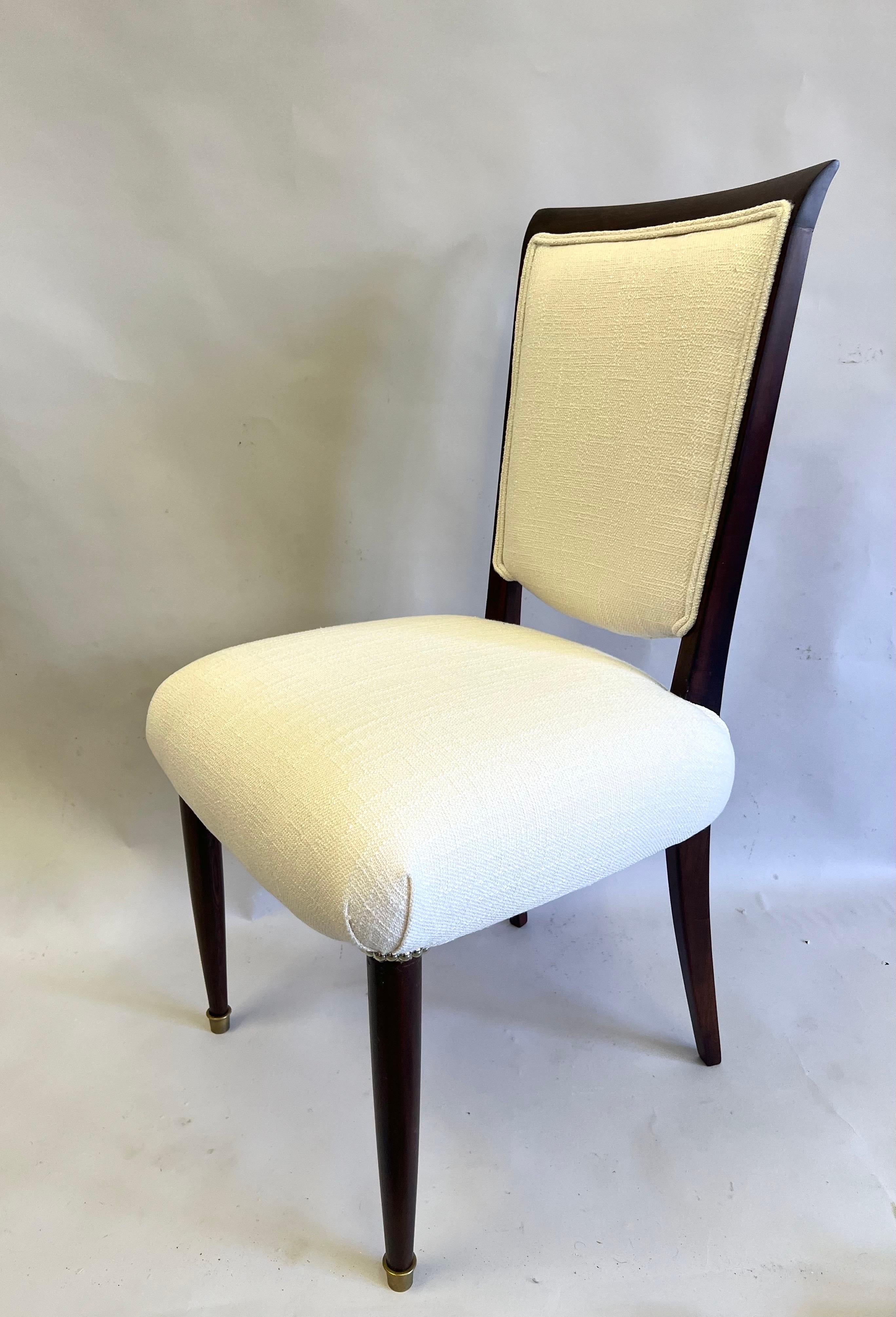 Mid-Century Modern SET OF 8 French Mid-Century / Art Deco Dining Chairs Signed by Jules Leleu For Sale