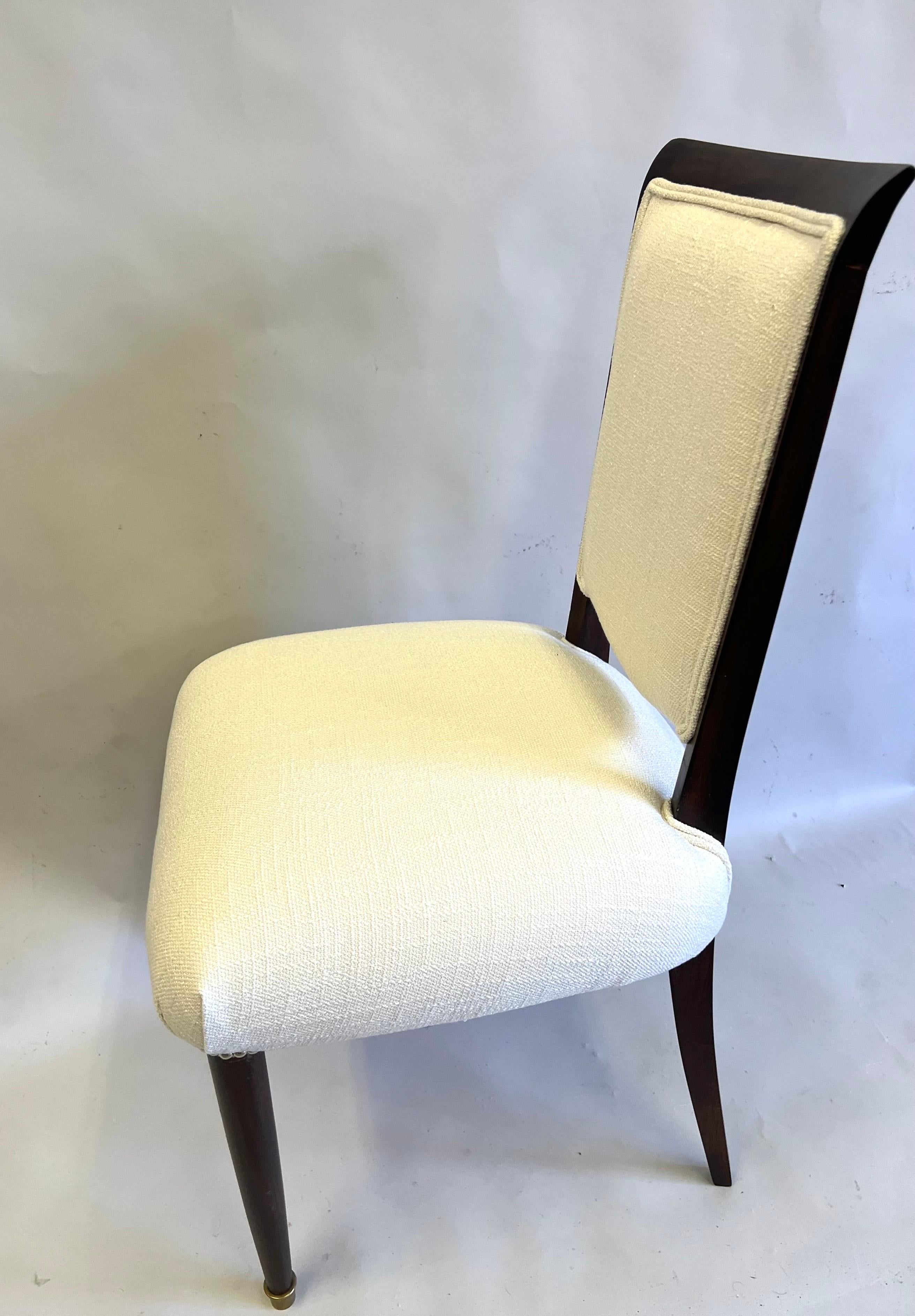 SET OF 8 French Mid-Century / Art Deco Dining Chairs Signed by Jules Leleu In Good Condition For Sale In New York, NY