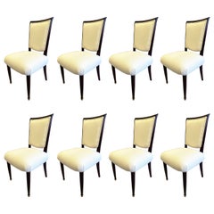 ENSEMBLE DE 8 Chaises de salle à manger françaises du milieu du siècle / Art déco signées par Jules Leleu