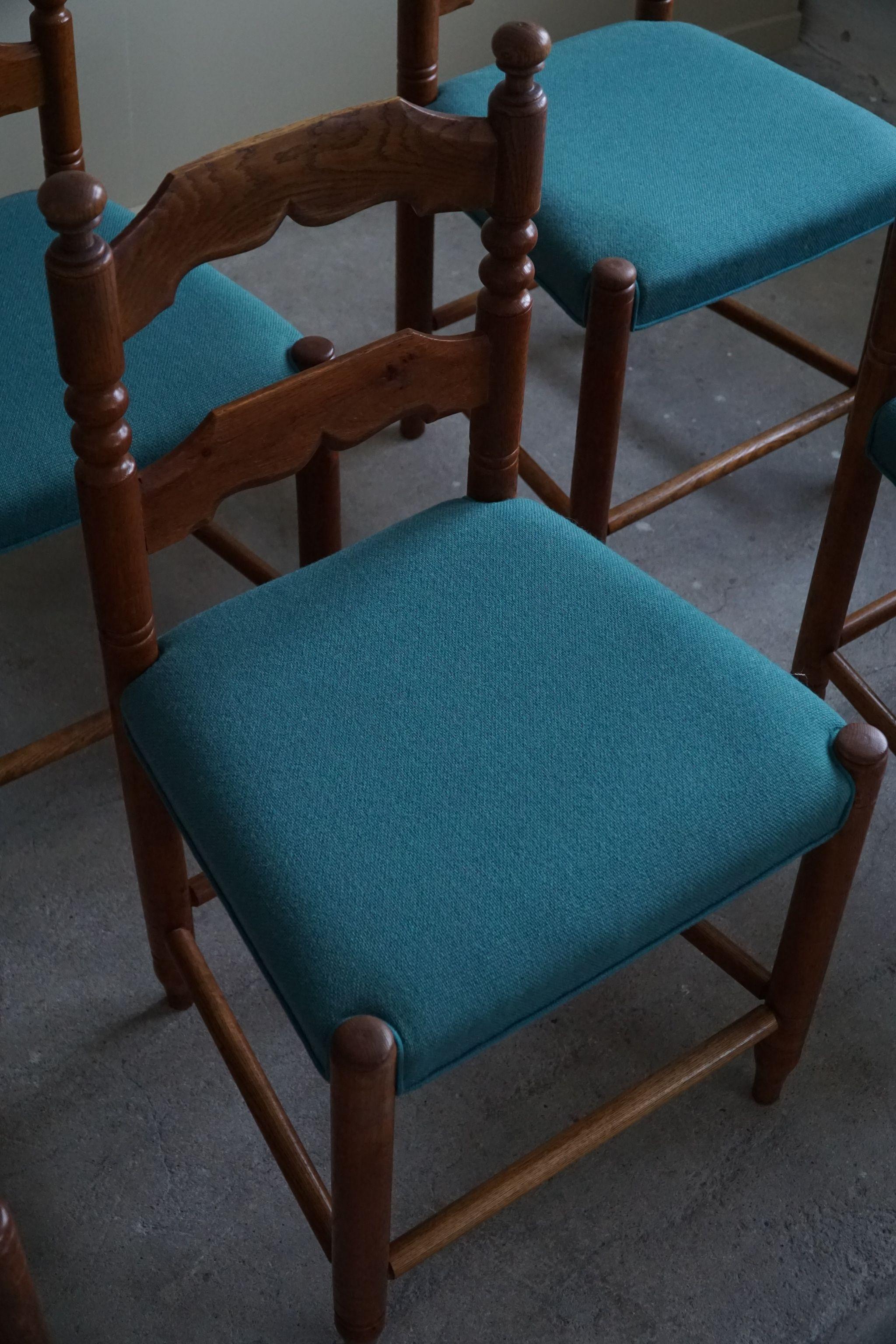 Set of 8 French Modern Brutalist Chairs, Charles Dudouyt Style, Made in 1950s 7
