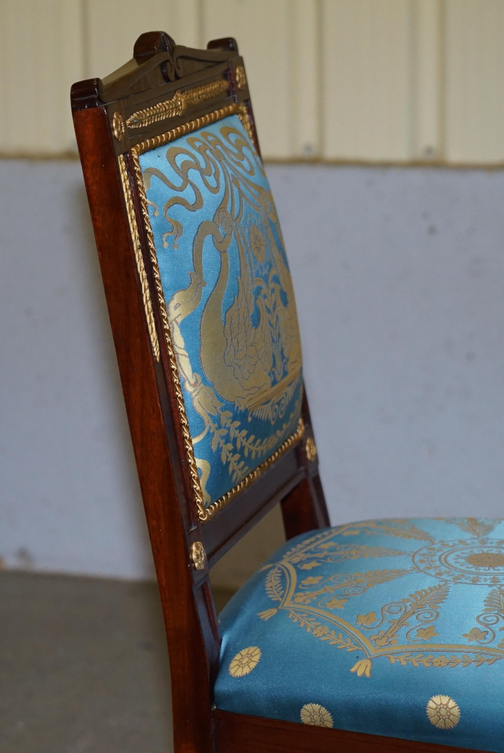 Set of 8 French Napoleon III Empire Style Dining Chairs Bronze Mounts Part Suite 8