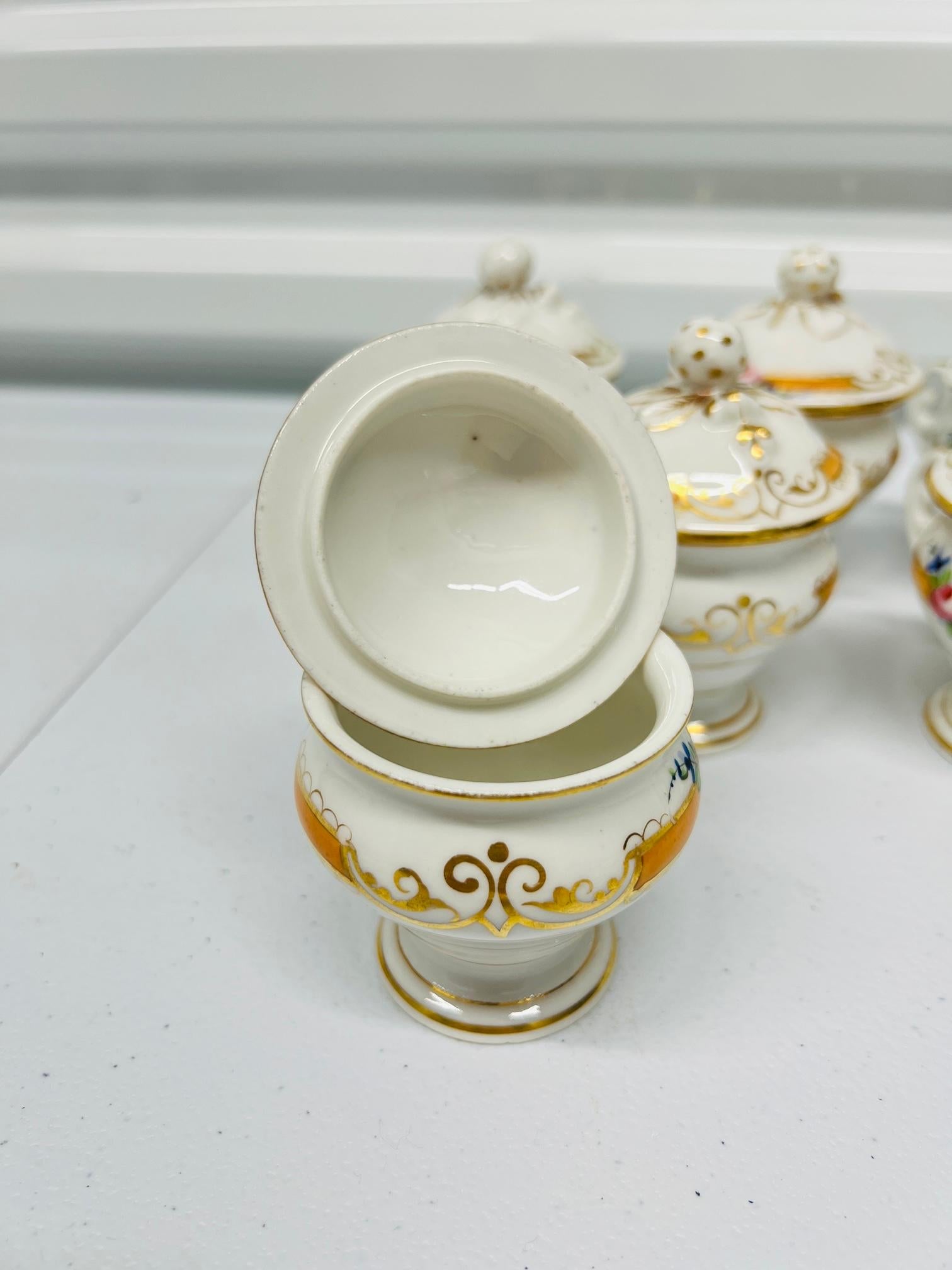 Set of 8 French, Old Paris Porcelain Pot De Creme Individual Dessert Cups 1