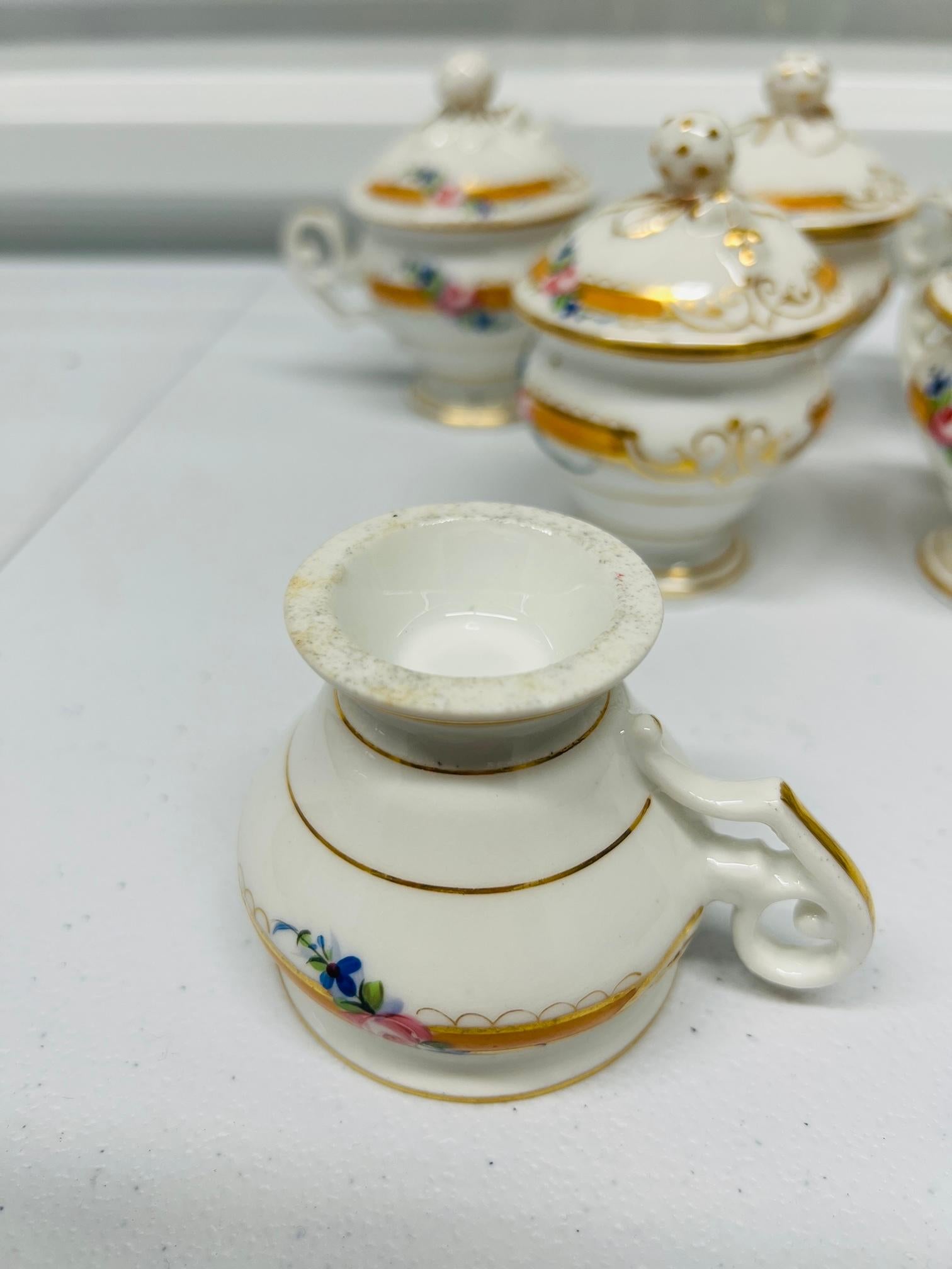 Set of 8 French, Old Paris Porcelain Pot De Creme Individual Dessert Cups 2