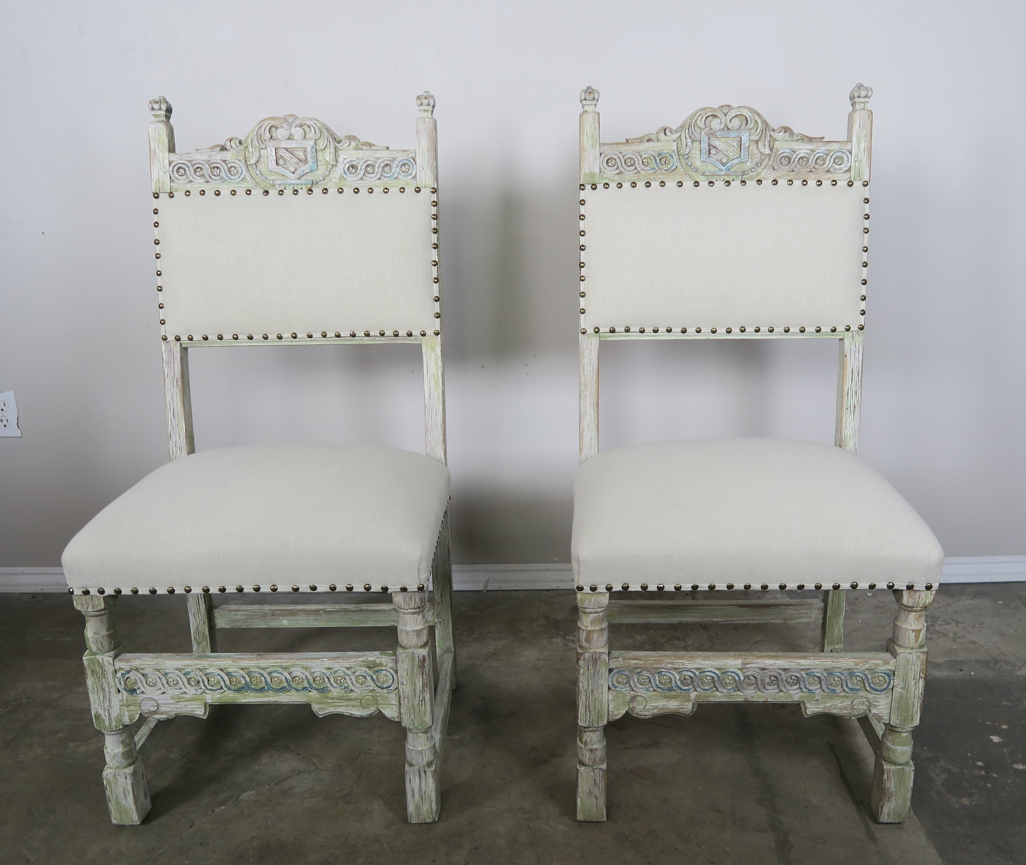 Set of 8 French Painted Dining Chairs, 19th Century 4