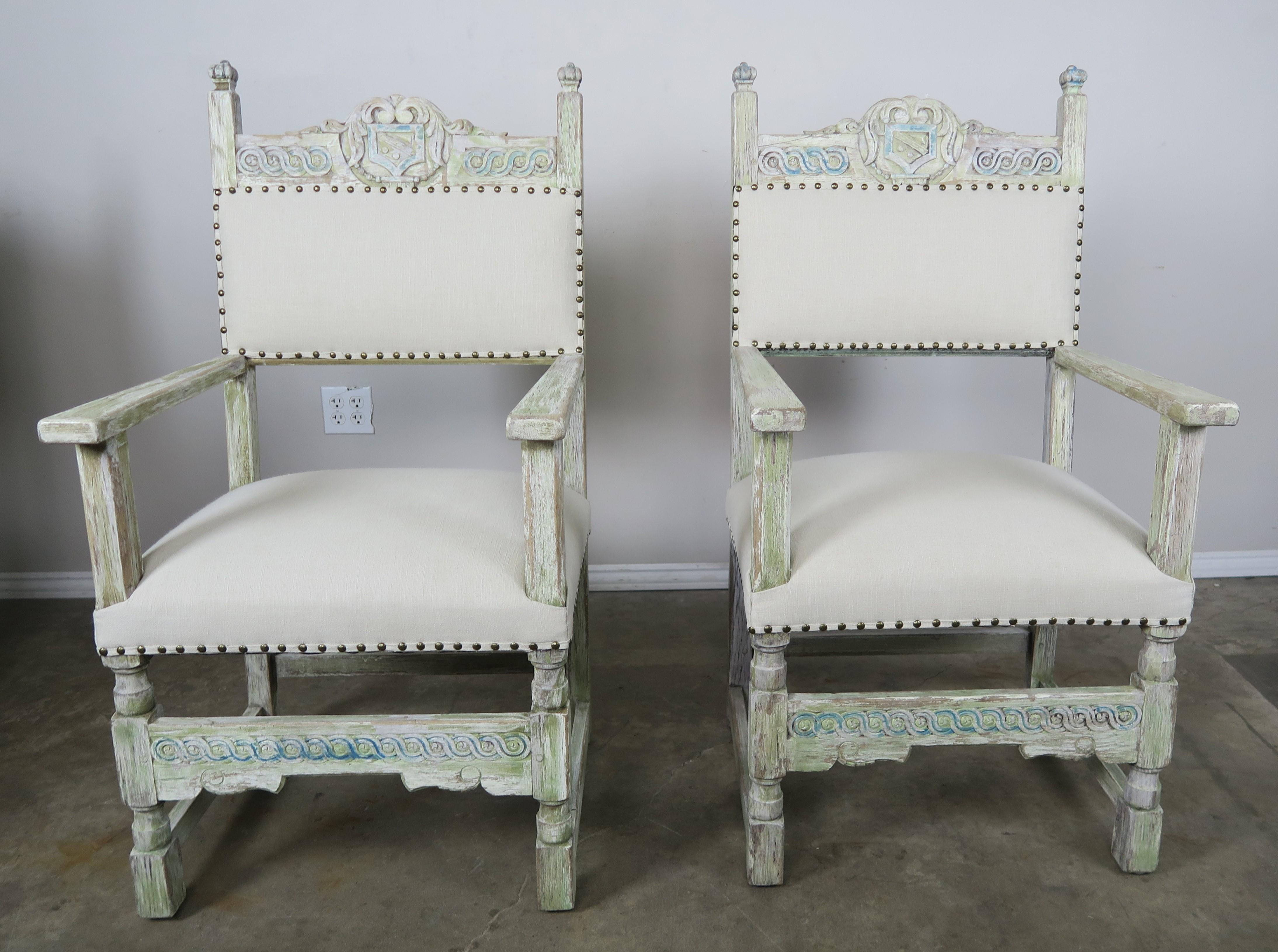 Set of 8 French Painted Dining Chairs, 19th Century 1