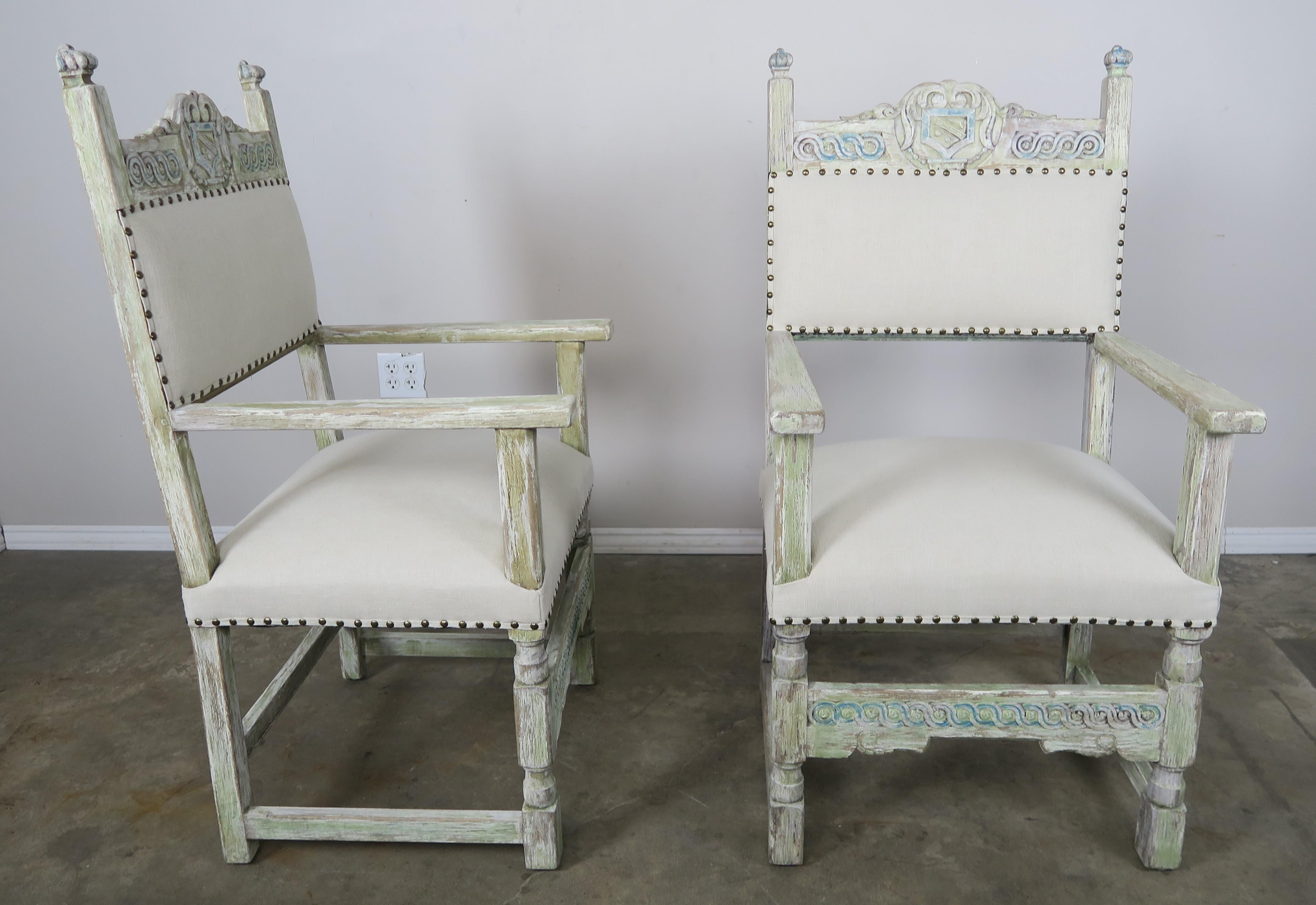 Set of 8 French Painted Dining Chairs, 19th Century 2