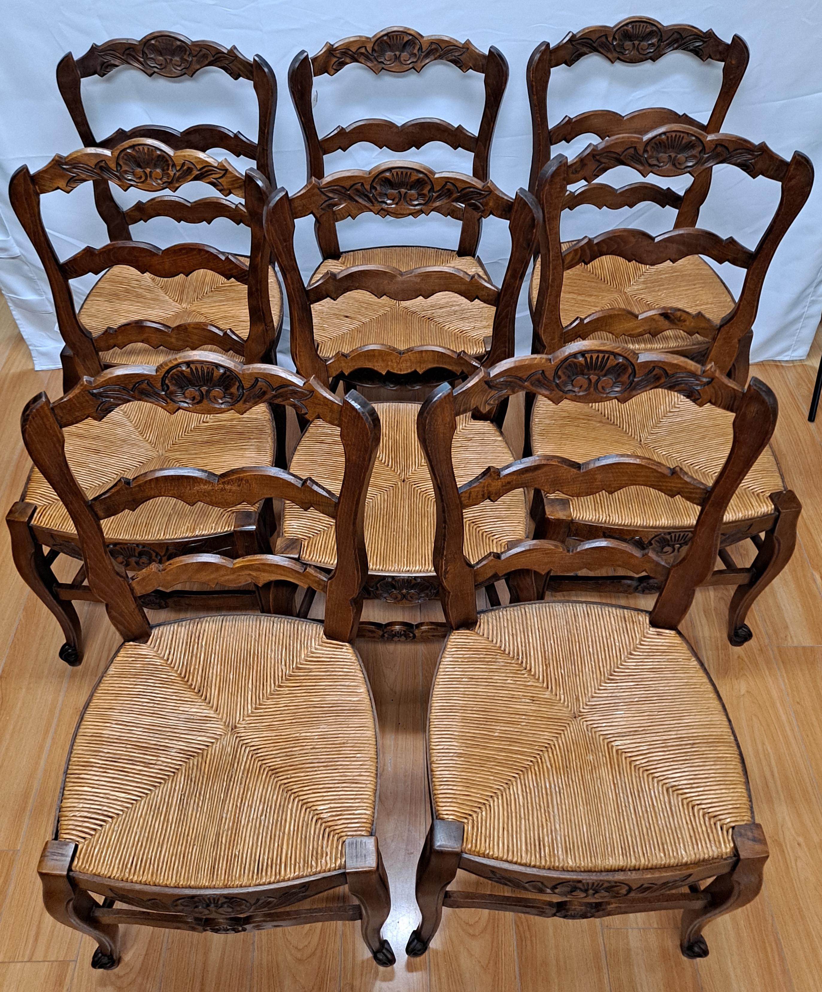 20th Century Set of 8 French Provincial Dining Chairs