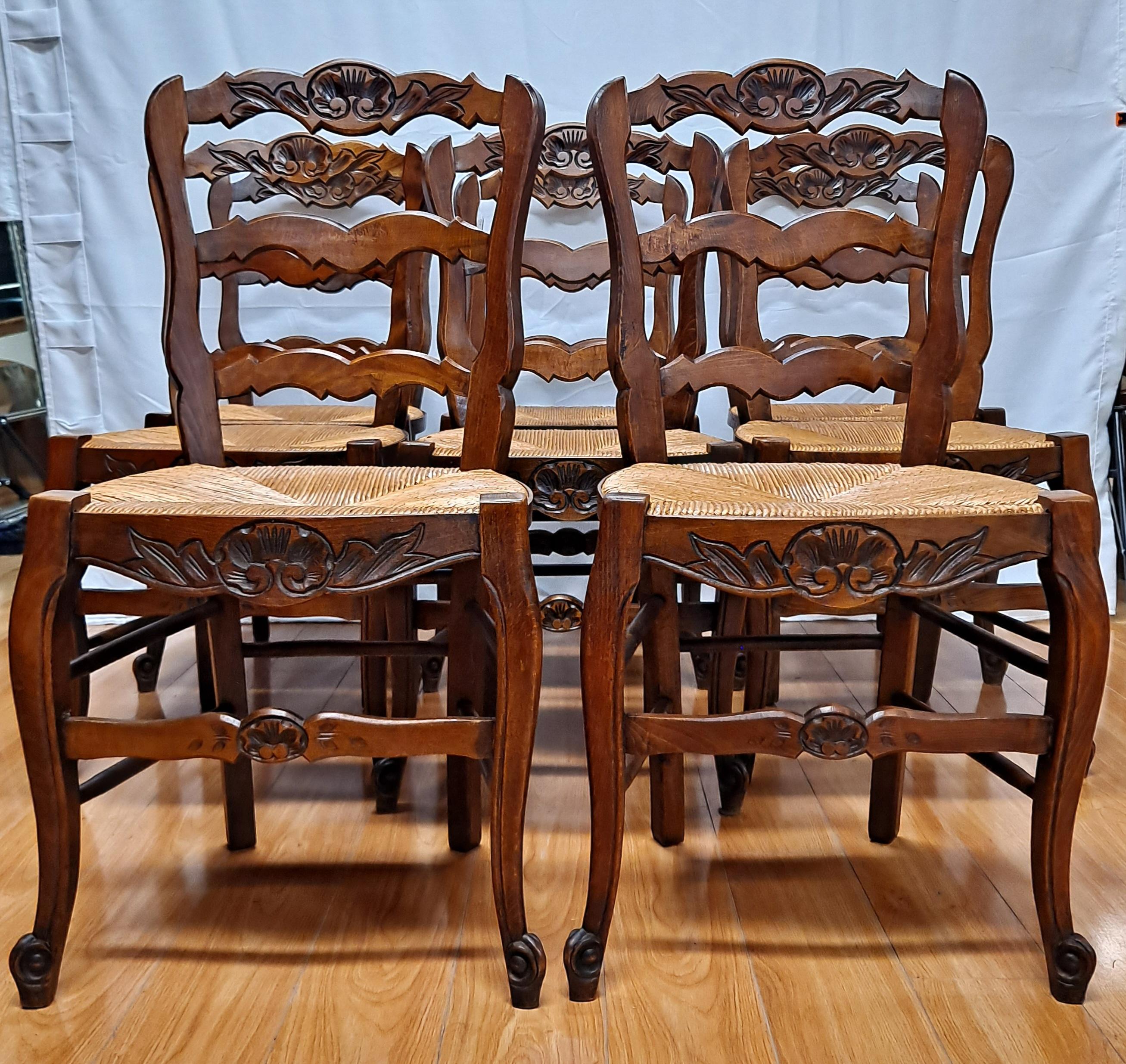 Rush Set of 8 French Provincial Dining Chairs
