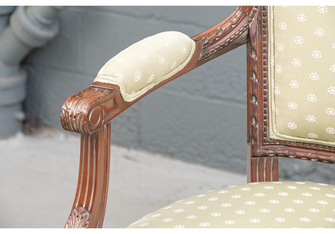 Fabric Set of 8 French Provincial Style Dining Armchairs