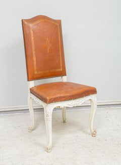 Set of Eight Regence - style Leather Dining Chairs