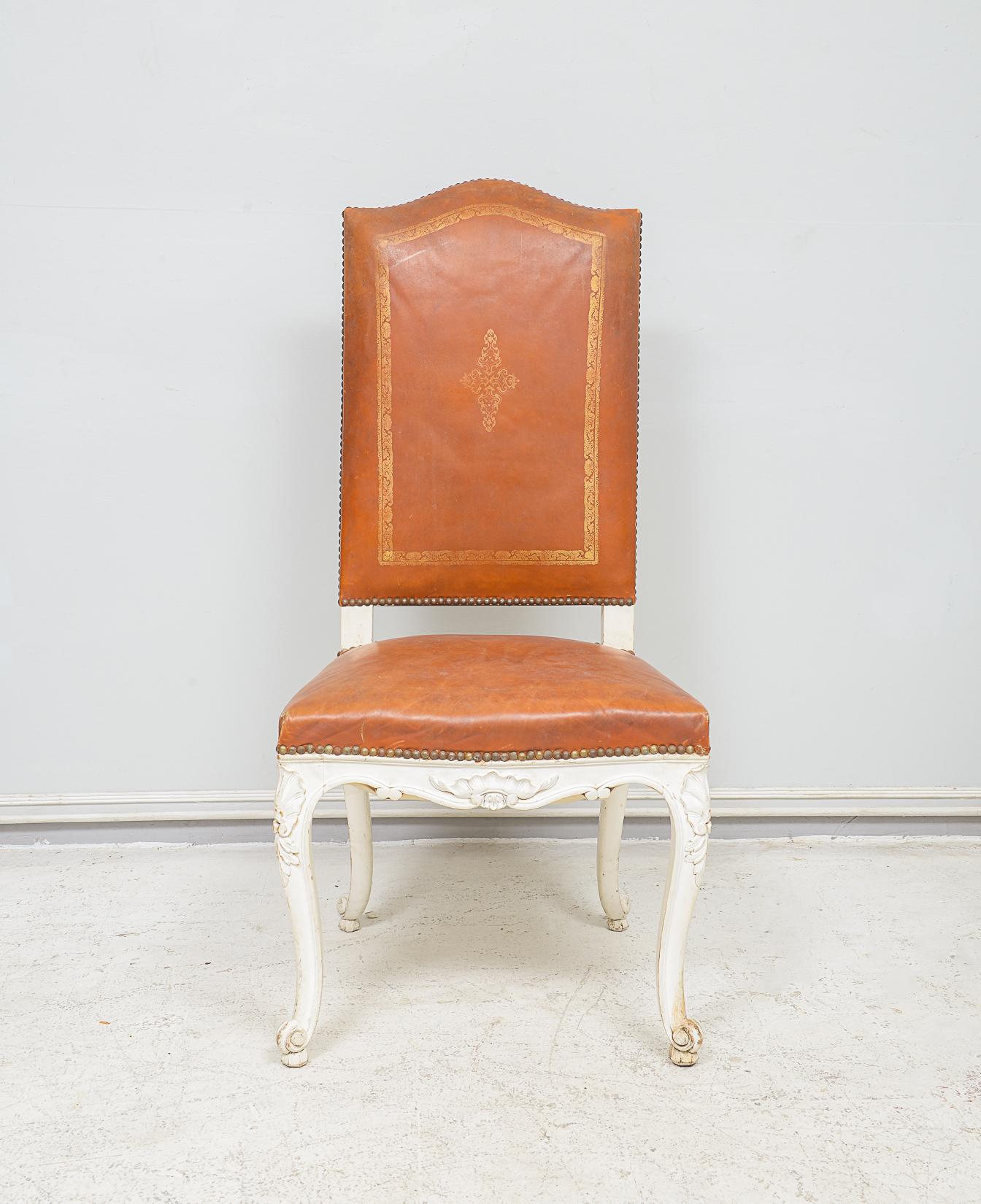 Regency Set of Eight Regence - style Leather Dining Chairs  For Sale