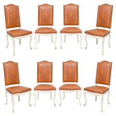 Set of 8 Regence- style leather dining chairs 