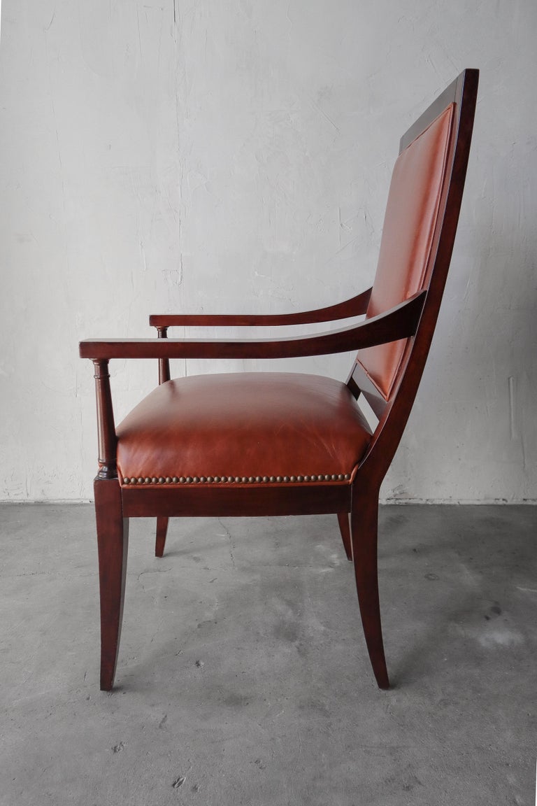 Set of 8 French Style Leather Dining Chairs by Restoration Hardware For