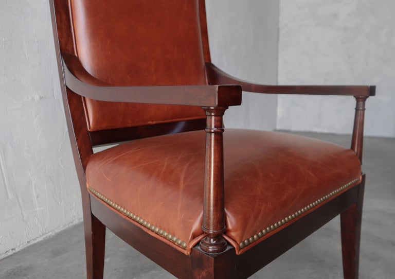 Set of 8 French Style Leather Dining Chairs by Restoration Hardware For Sale at 1stDibs
