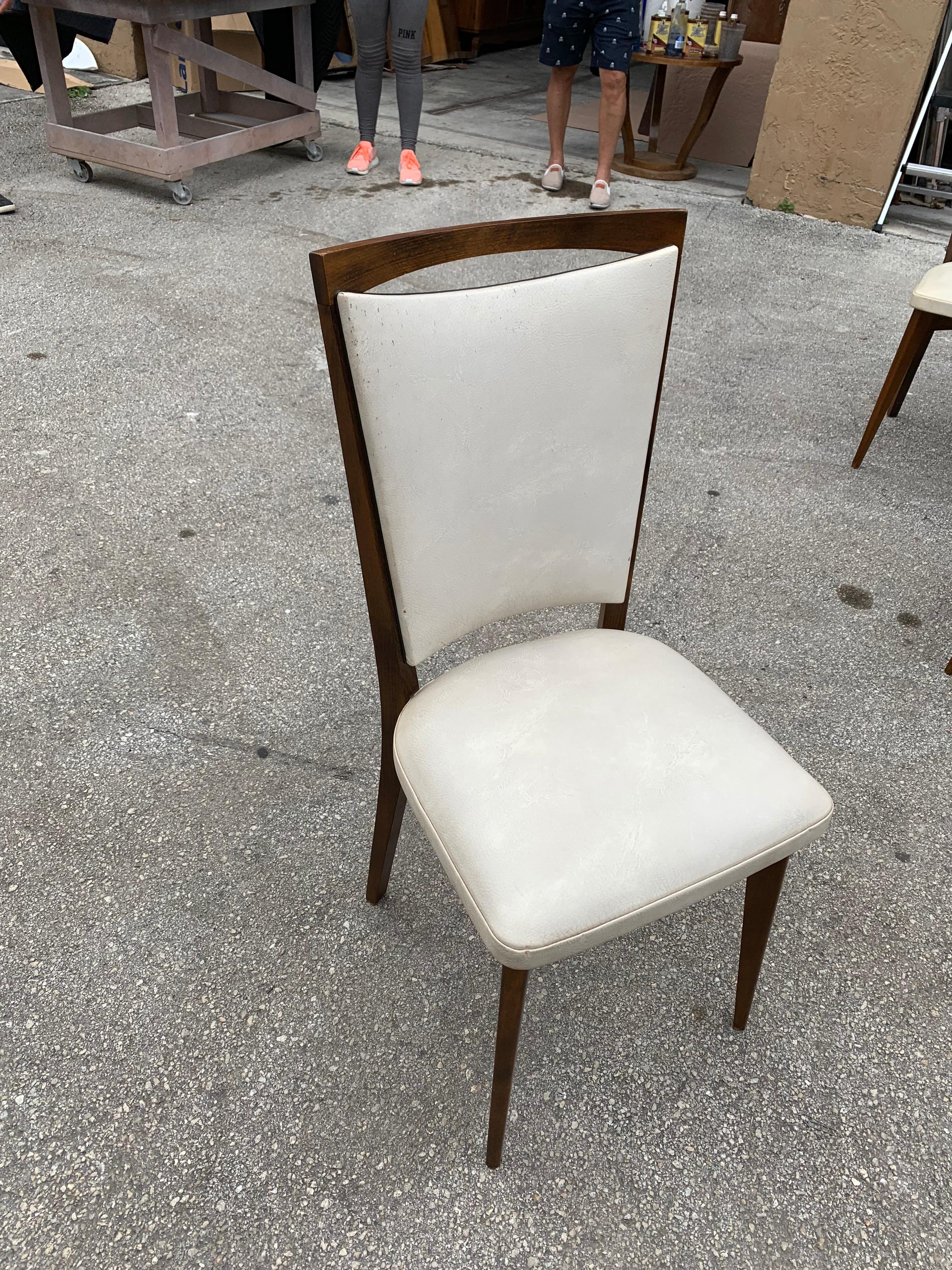 Set of 8 French Vintage Modern Solid Mahogany Dining Chairs, 1940s 7