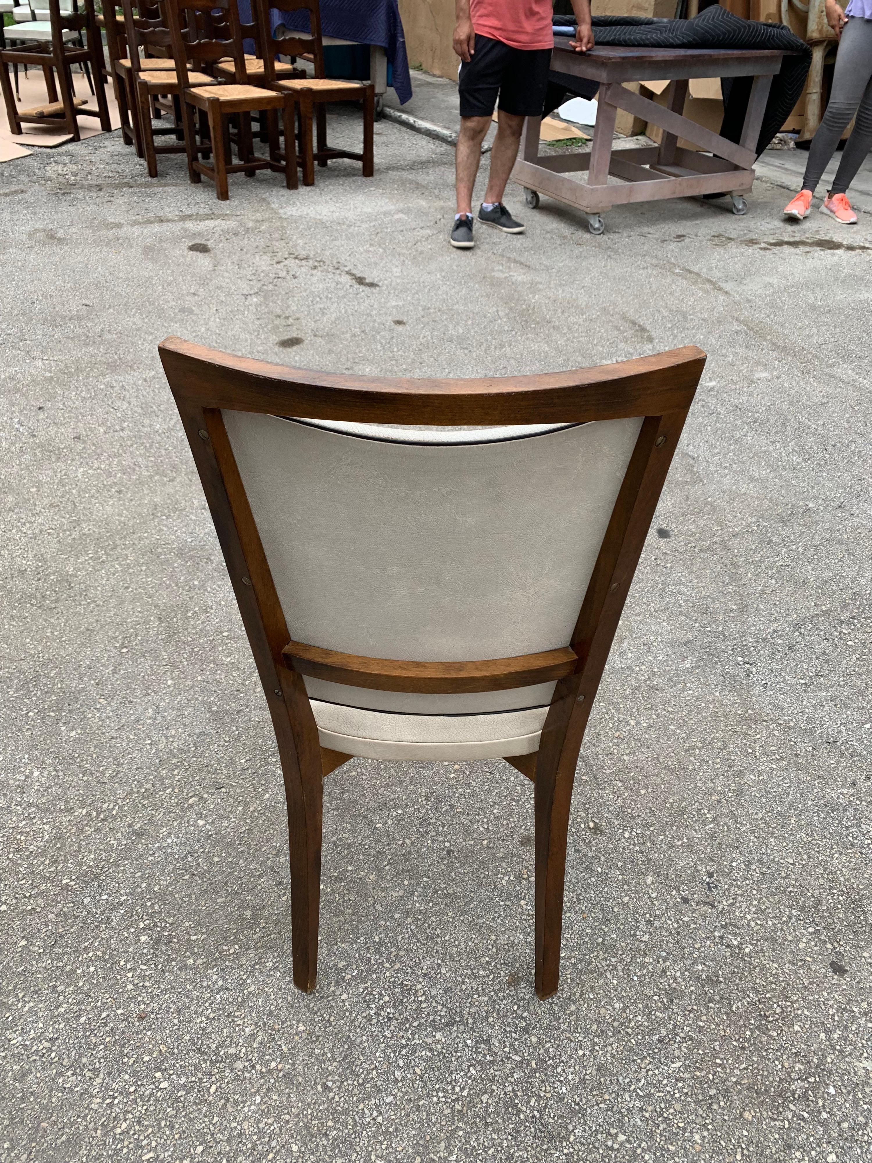 Set of 8 French Vintage Modern Solid Mahogany Dining Chairs, 1940s 8