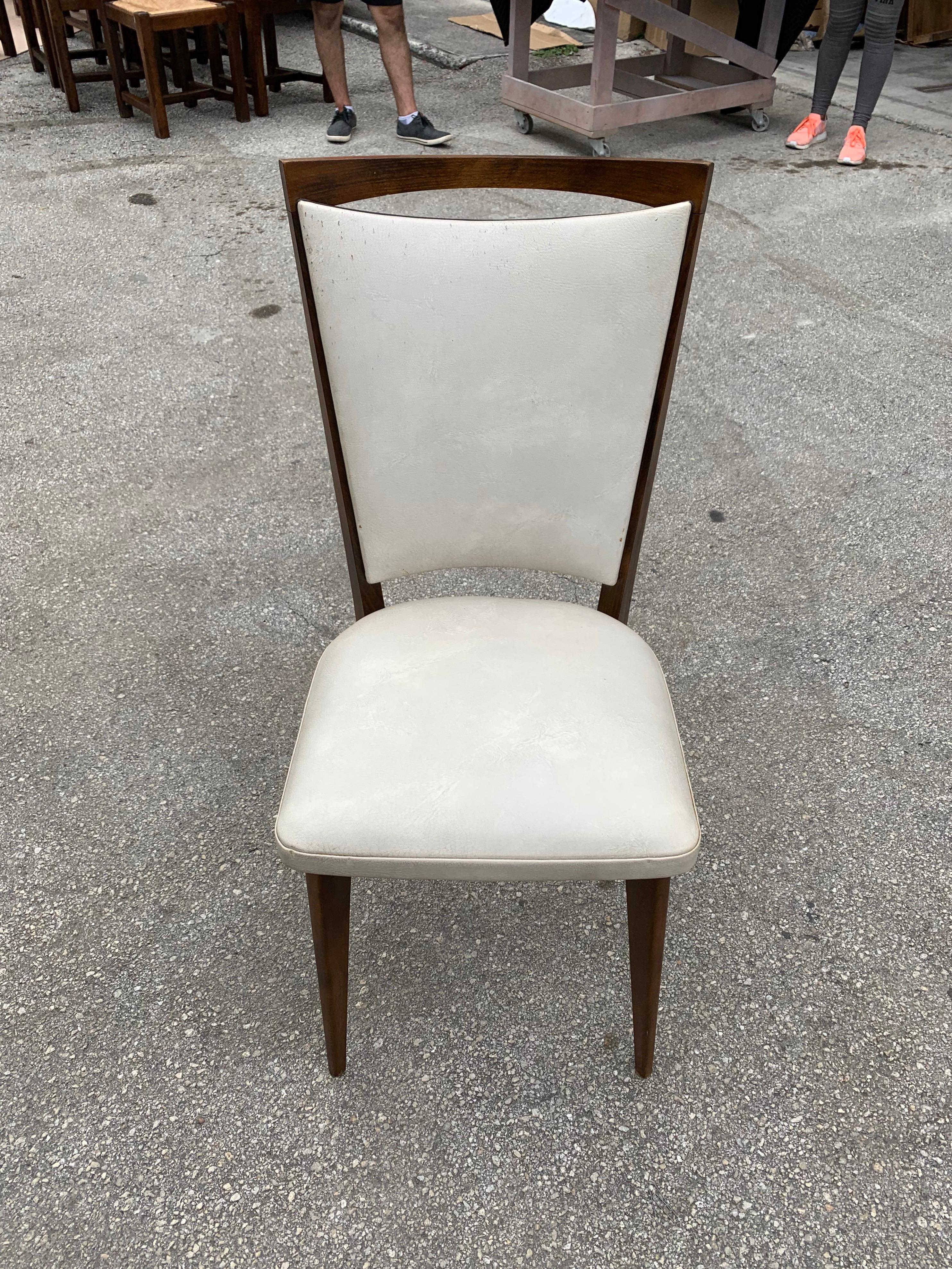 Set of 8 French Vintage Modern Solid Mahogany Dining Chairs, 1940s 9