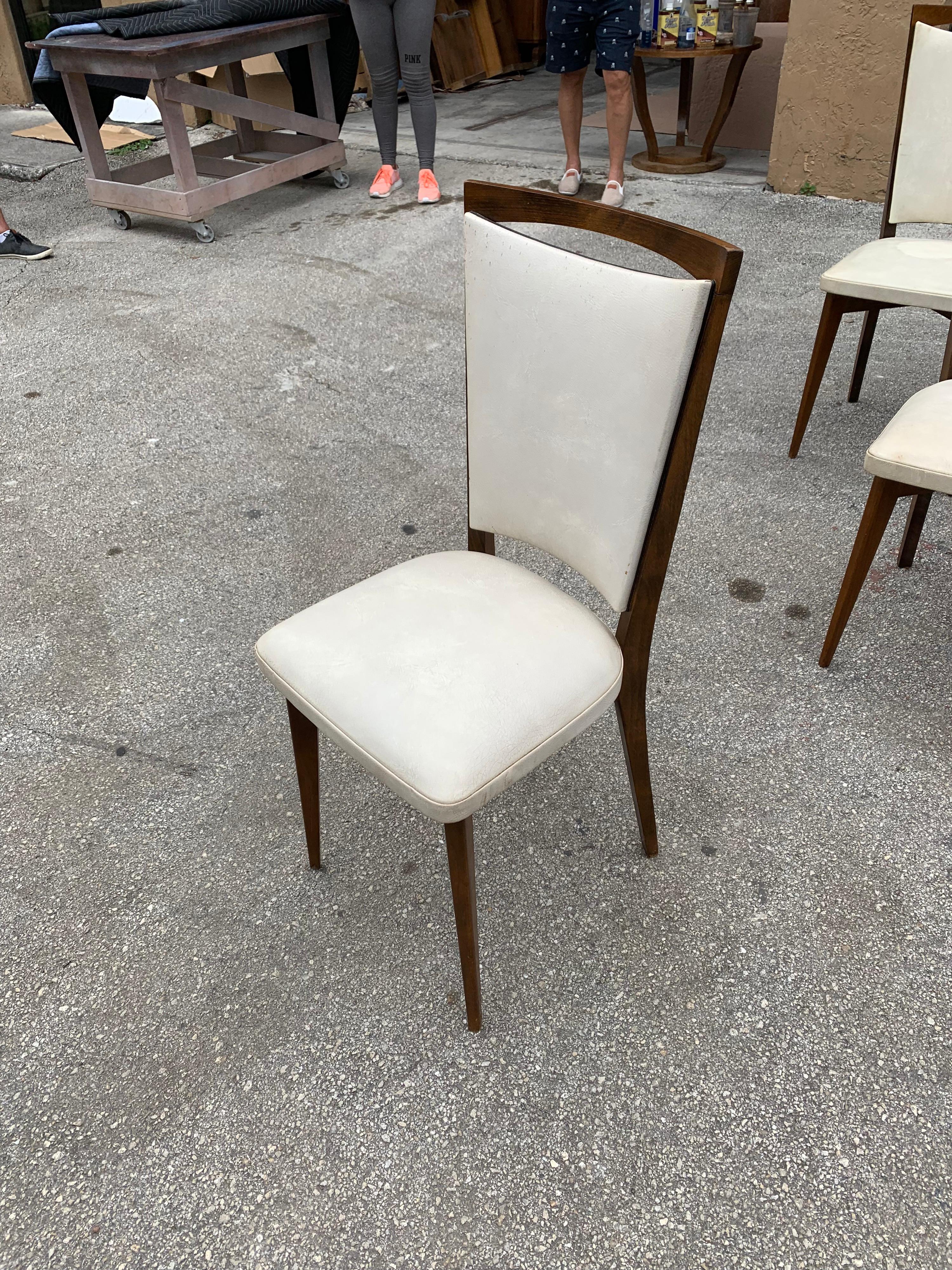 Set of 8 French Vintage Modern Solid Mahogany Dining Chairs, 1940s 10