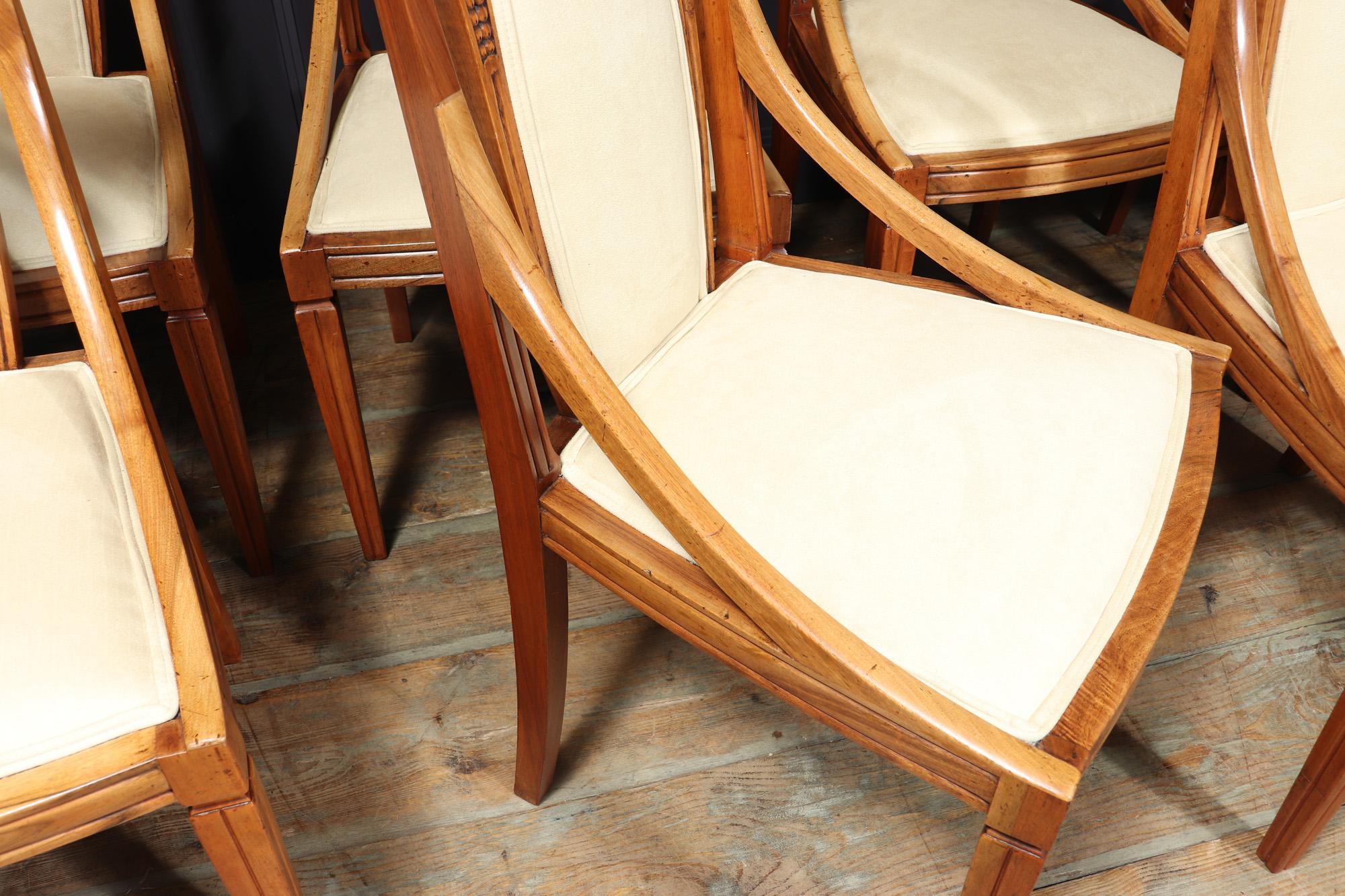 Set of 8 French Walnut Art Deco Dining Chairs For Sale 6