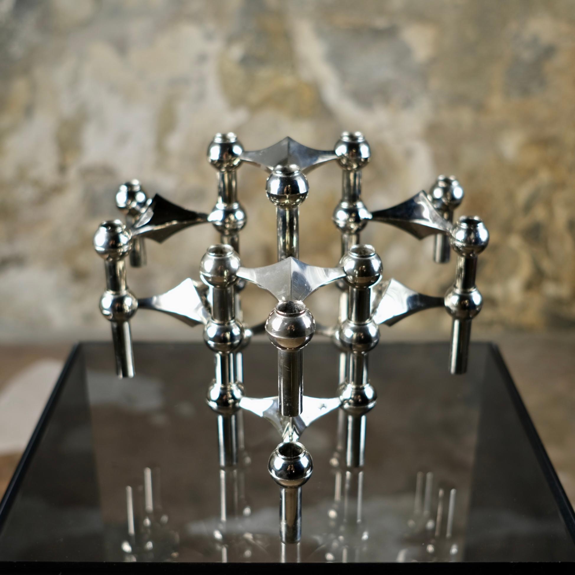 Set of 8 Fritz Nagel stackable candlesticks, West Germany, 1960s 4